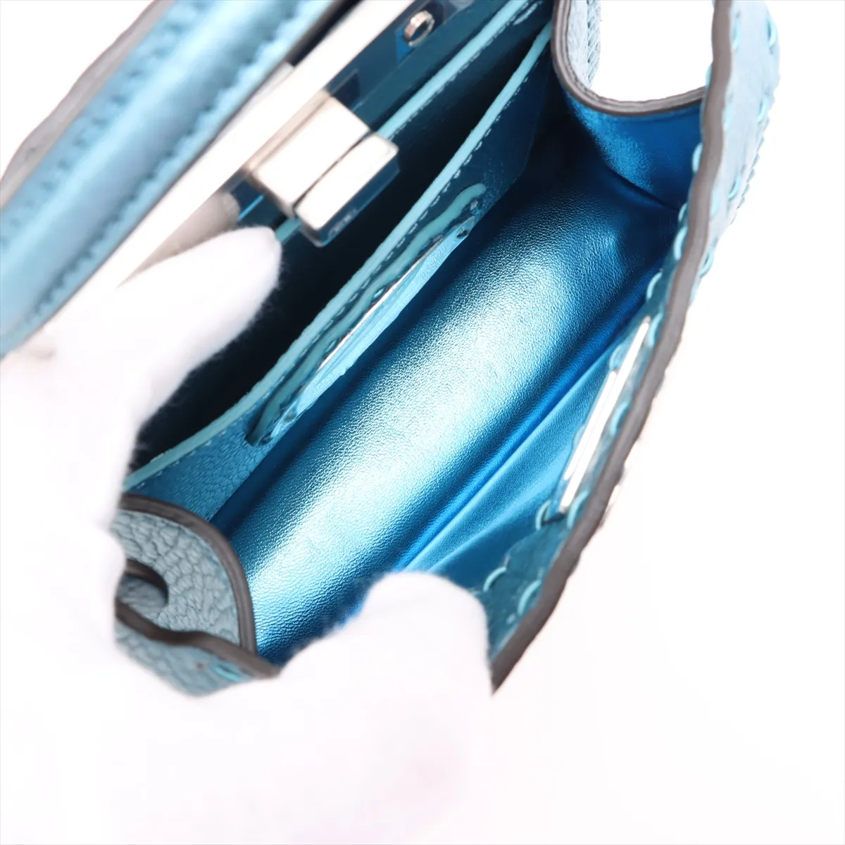 Selleria Peekaboo I.U Mini Leather 2-Way Handbag, Blue 8BN335 — view 8