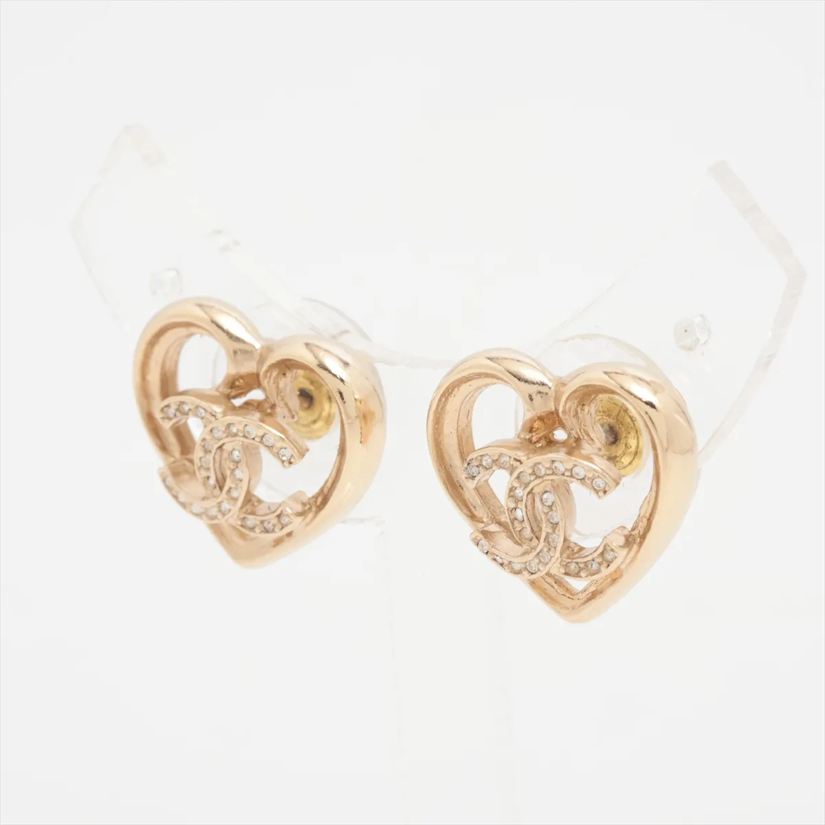 Cocomark Heart P23C Earrings (for both ears) GP x Rhinestone Gold — view 3