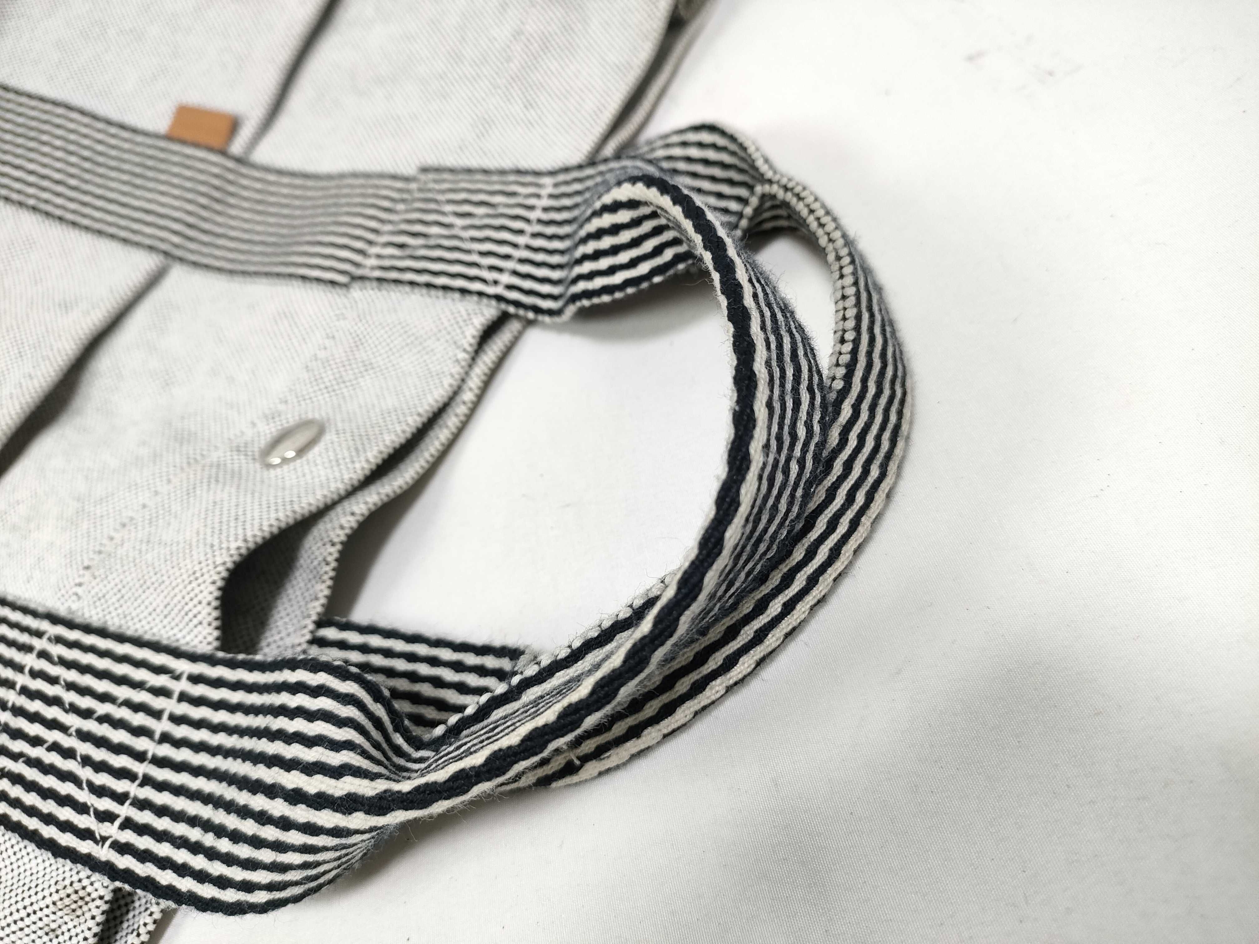 Herline MM Canvas Tote Bag, Gray, Silver Hardware, Some Stains — view 11