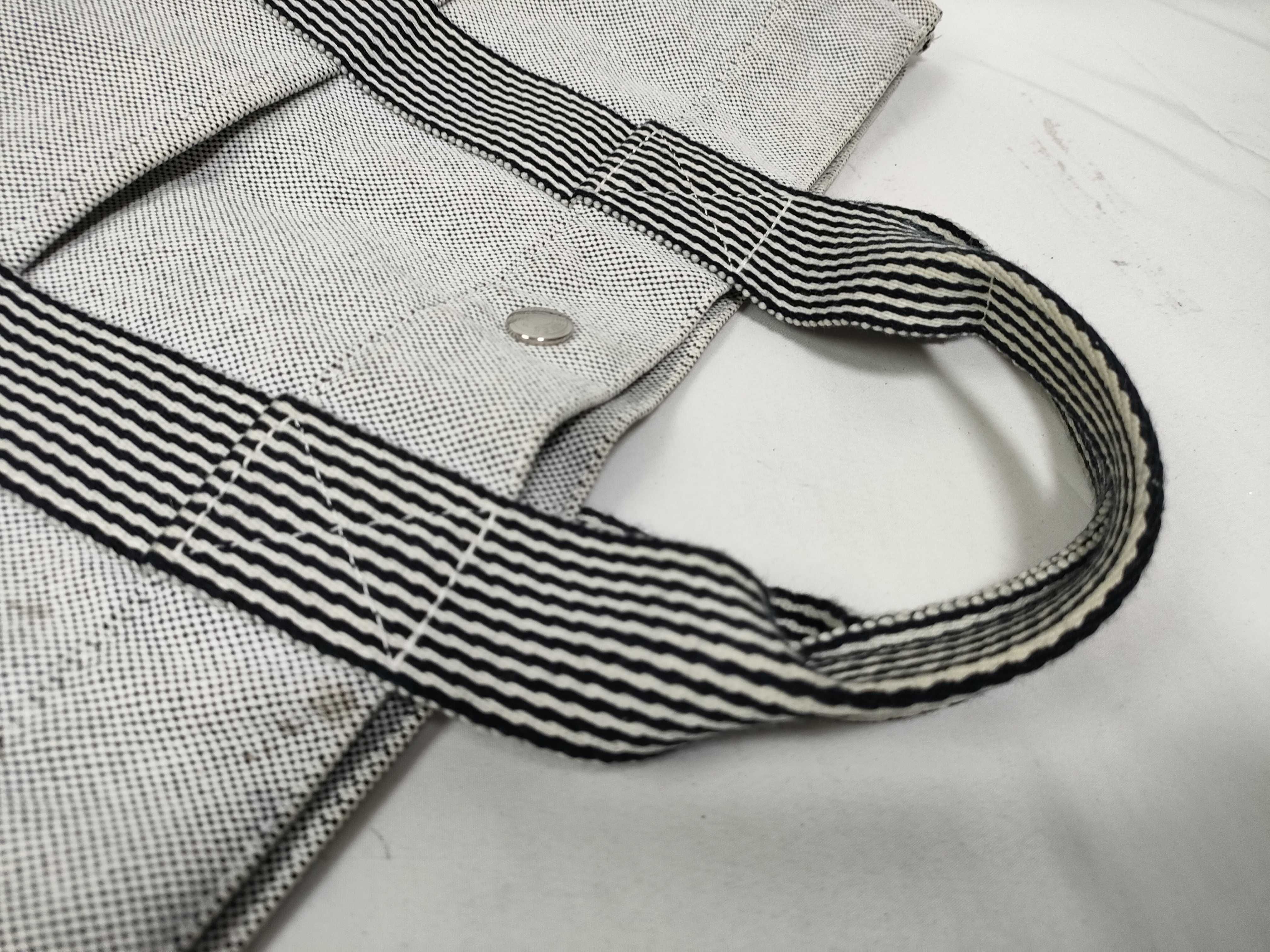 Herline MM Canvas Tote Bag, Gray, Silver Hardware, Some Stains — view 12