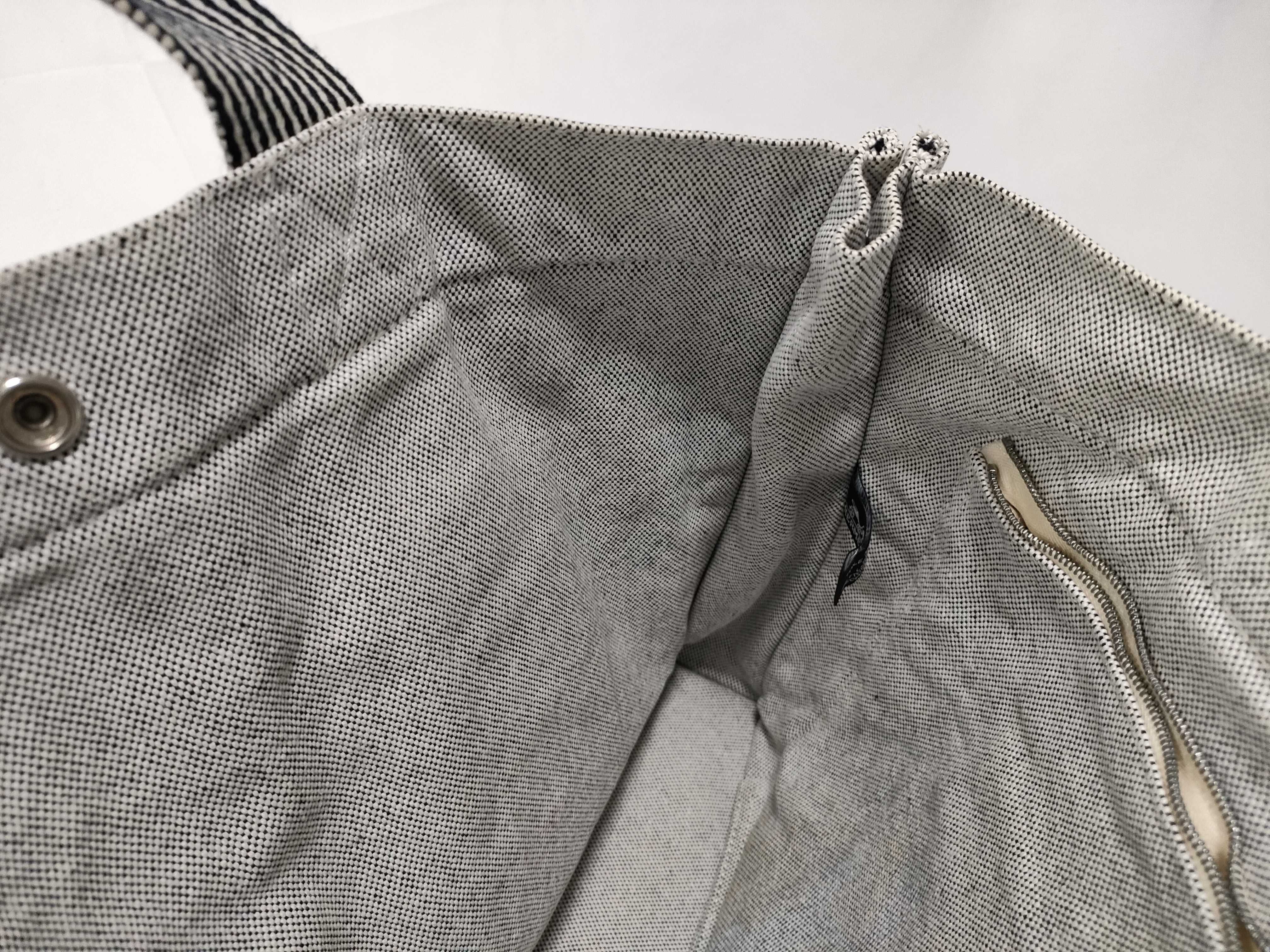 Herline MM Canvas Tote Bag, Gray, Silver Hardware, Some Stains — view 14