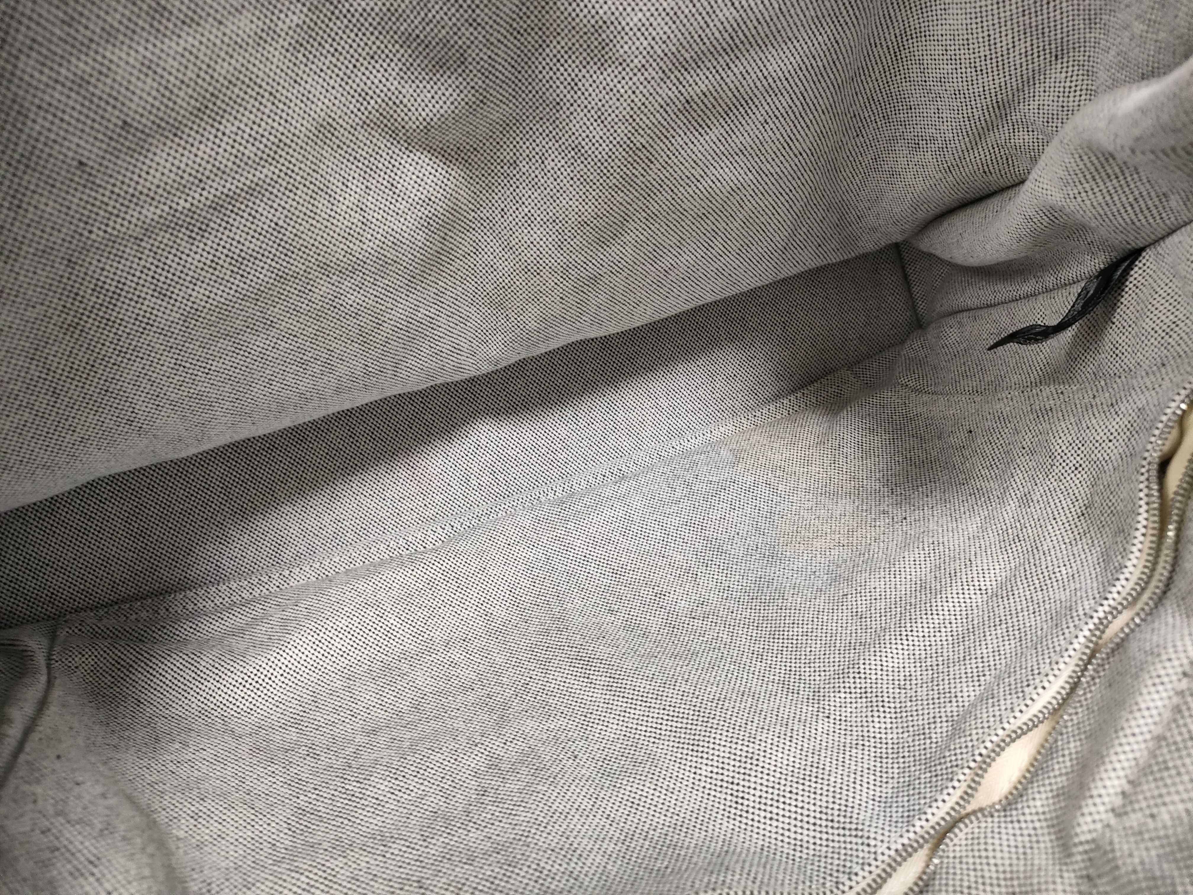 Herline MM Canvas Tote Bag, Gray, Silver Hardware, Some Stains — view 15