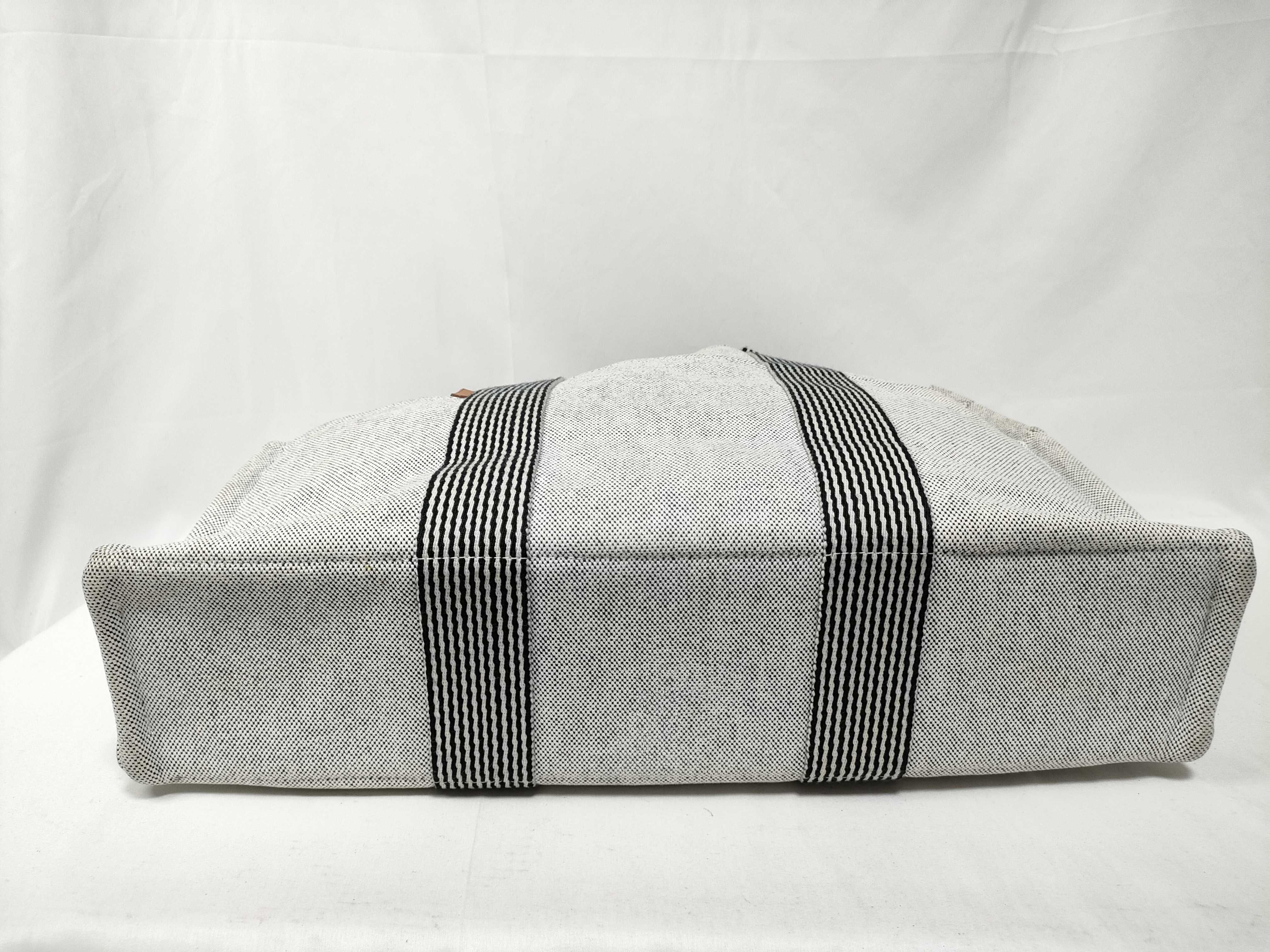 Herline MM Canvas Tote Bag, Gray, Silver Hardware, Some Stains — view 3