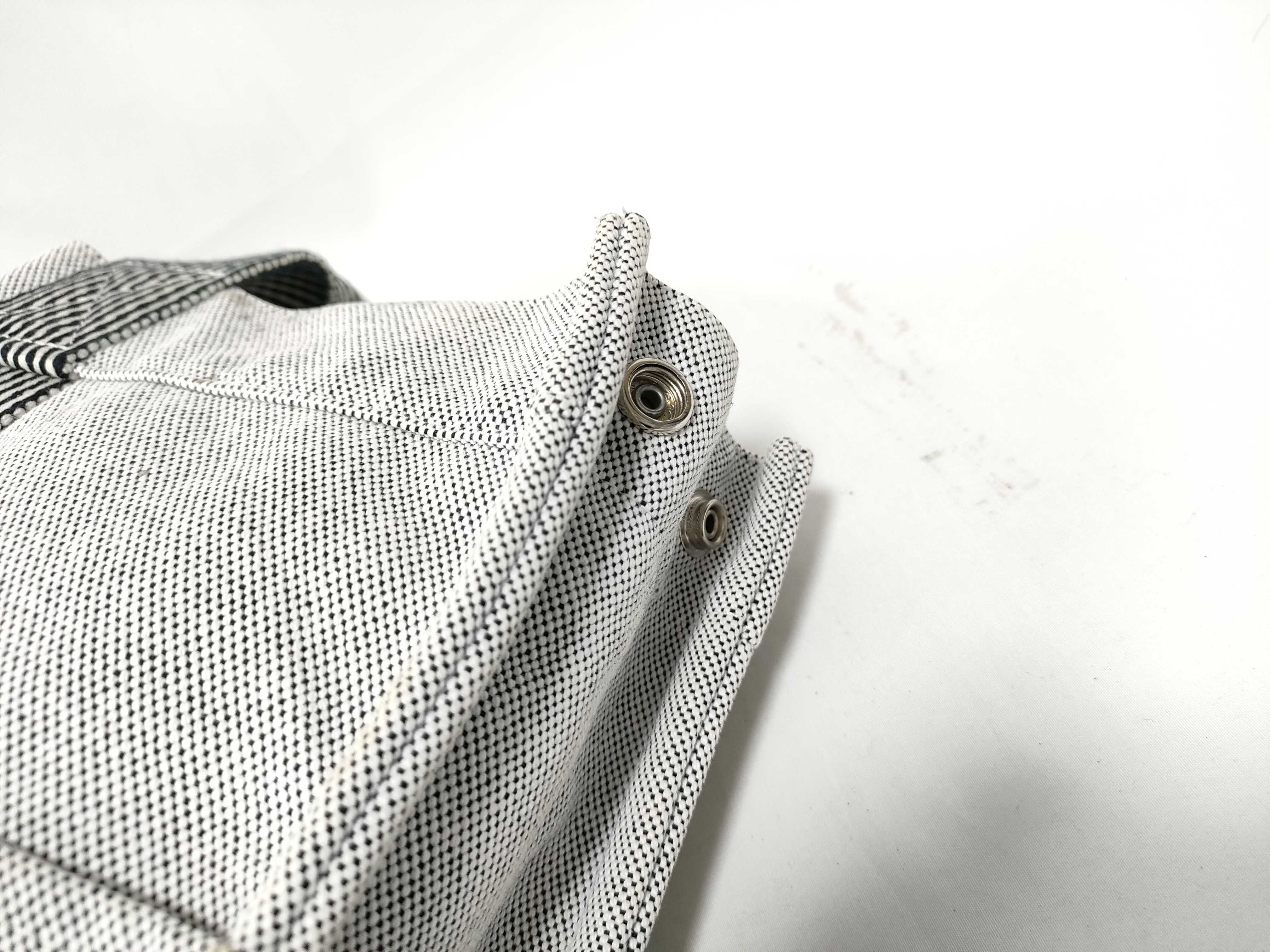 Herline MM Canvas Tote Bag, Gray, Silver Hardware, Some Stains — view 7
