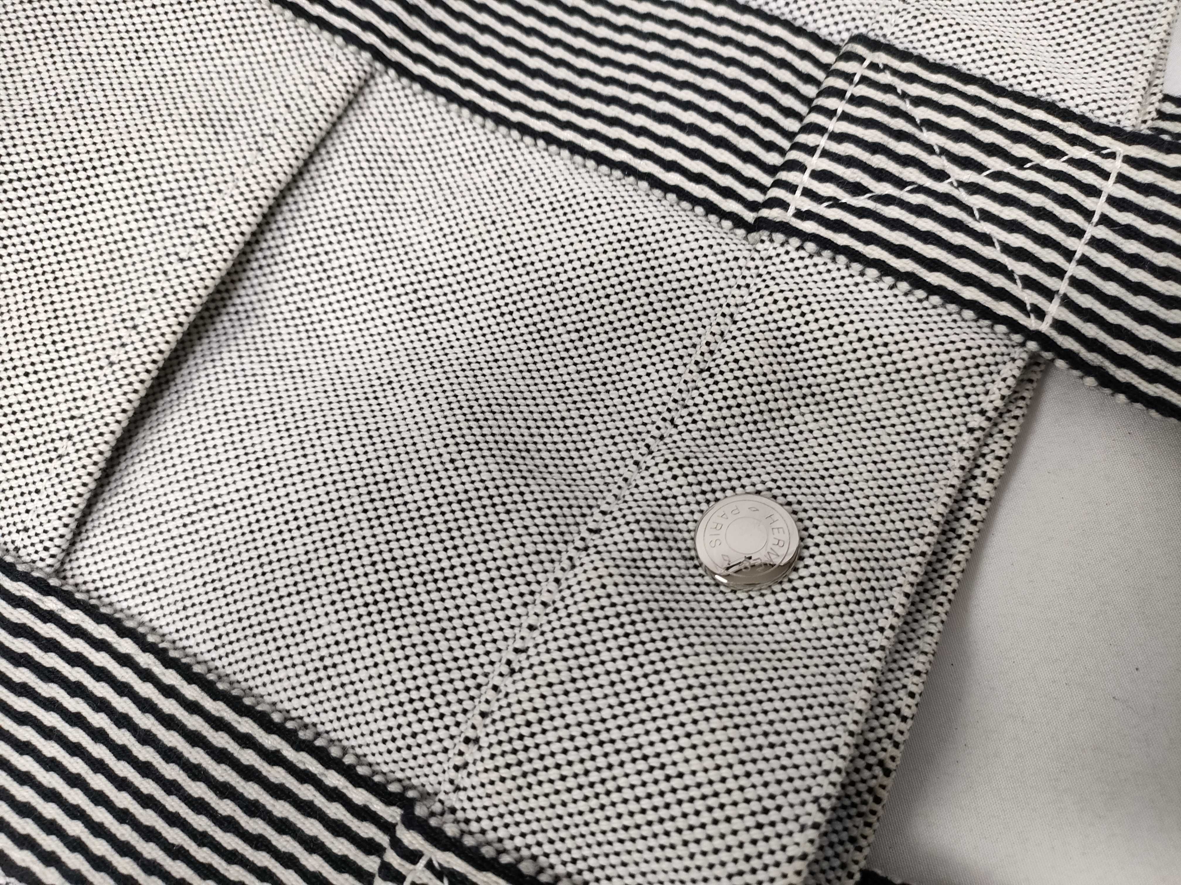 Herline MM Canvas Tote Bag, Gray, Silver Hardware, Some Stains — view 9