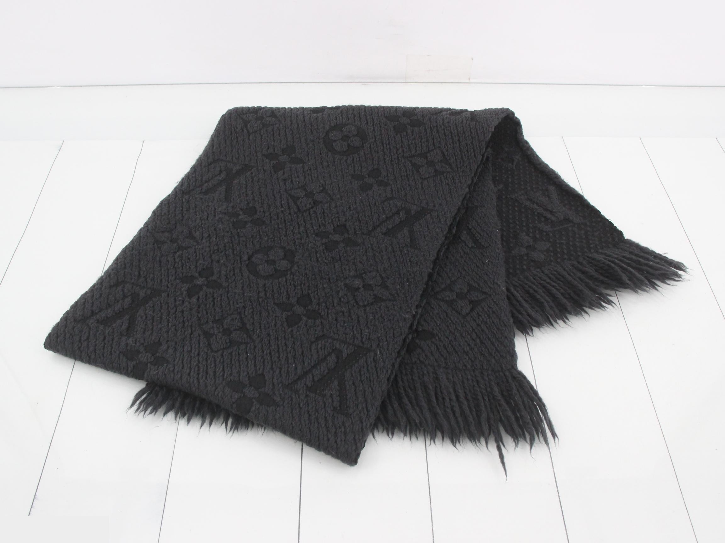 Monogram Echarpe Logo Mania Scarf, Wool/Silk, 413287, with tag. — view 3