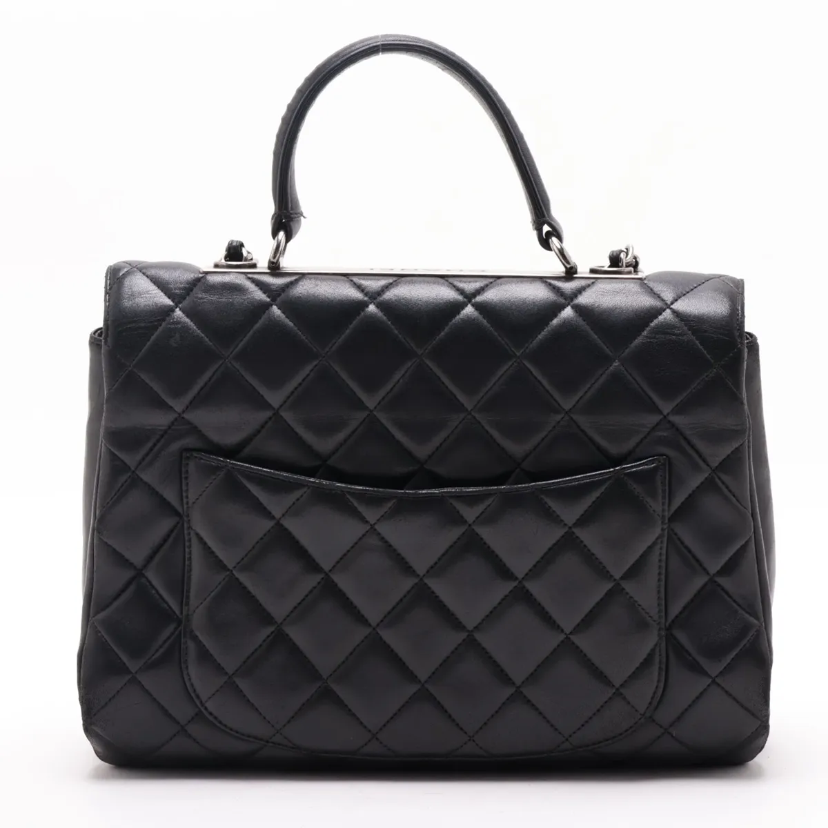 Trendy CC Lambskin 2-Way Handbag, Black with Gunmetal Hardware, 23304004, Serial Number 23 — view 2
