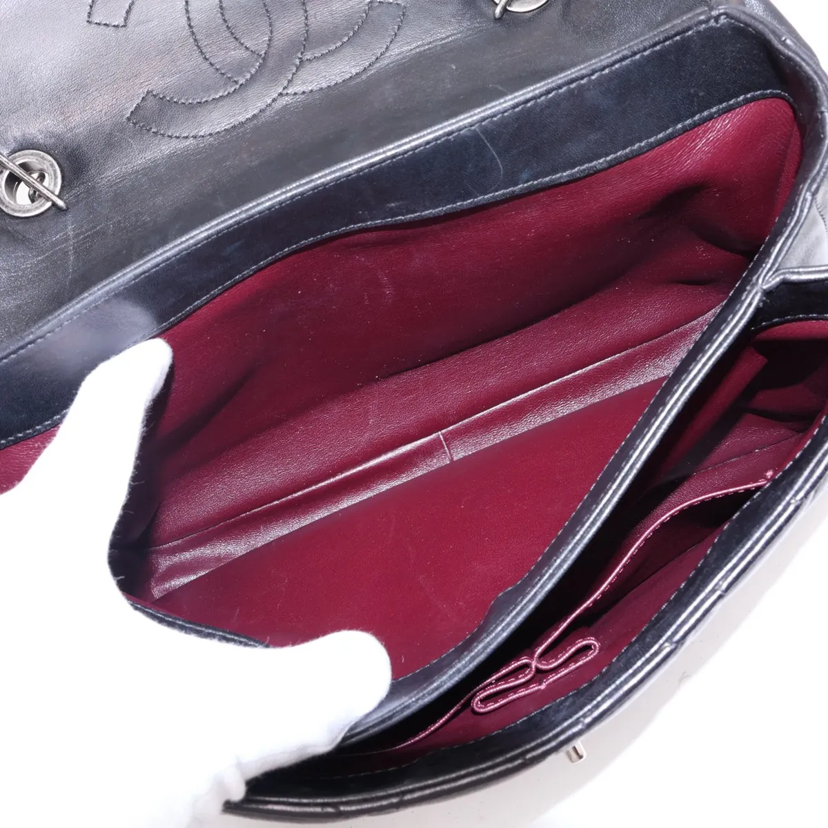 Trendy CC Lambskin 2-Way Handbag, Black with Gunmetal Hardware, 23304004, Serial Number 23 — view 11