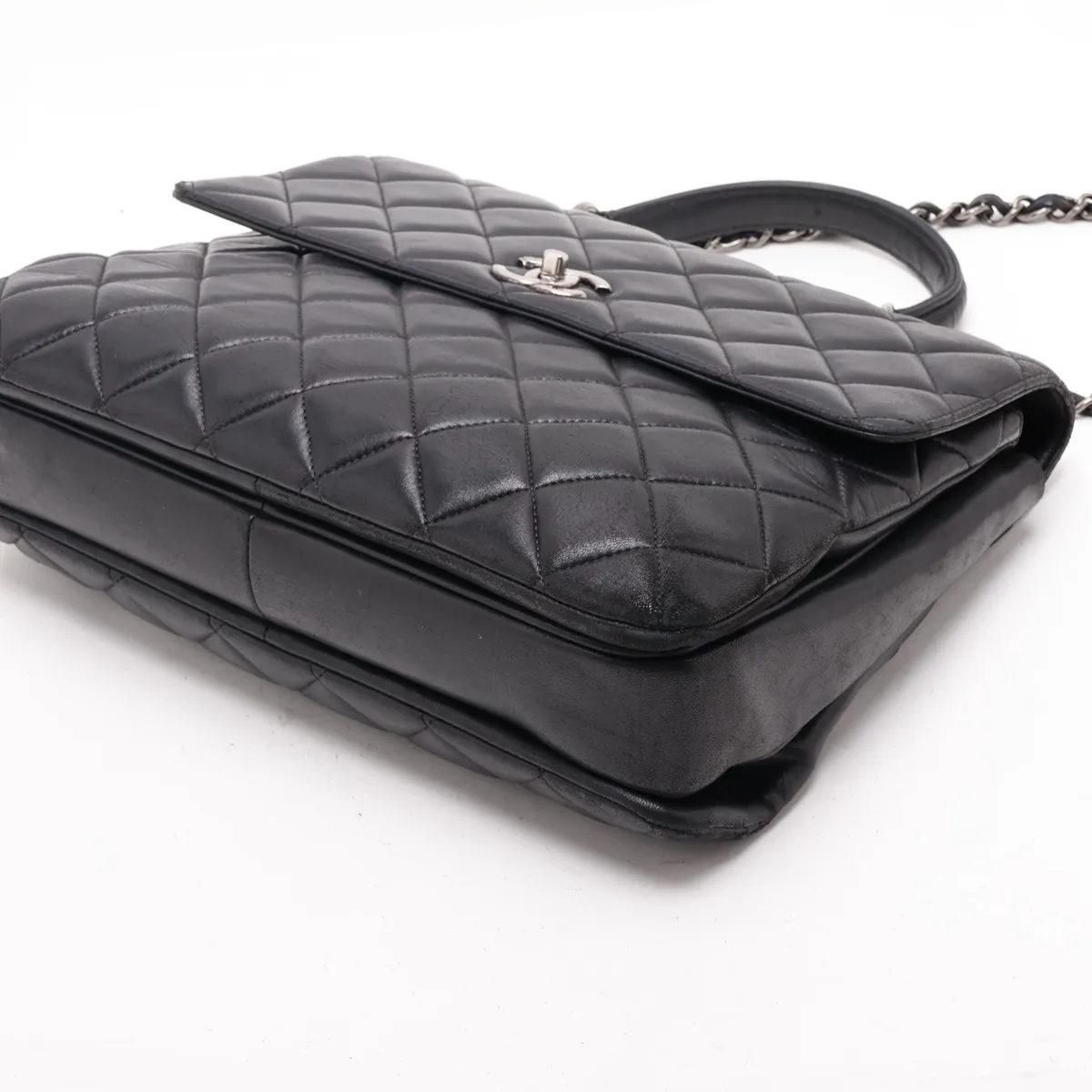 Trendy CC Lambskin 2-Way Handbag, Black with Gunmetal Hardware, 23304004, Serial Number 23 — view 3