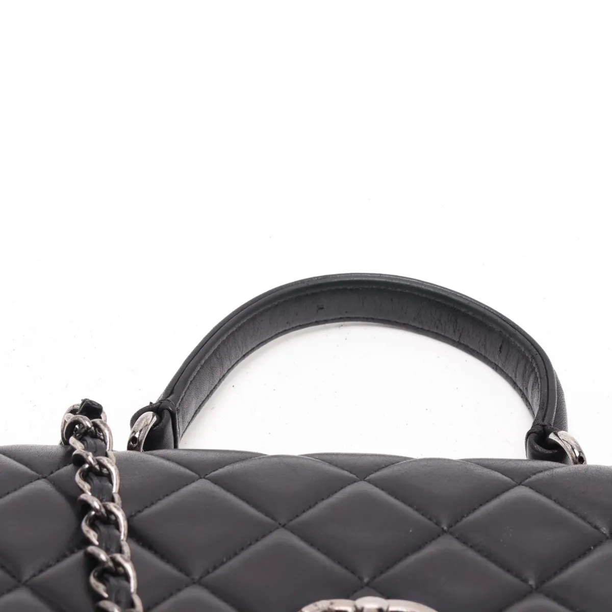Trendy CC Lambskin 2-Way Handbag, Black with Gunmetal Hardware, 23304004, Serial Number 23 — view 6
