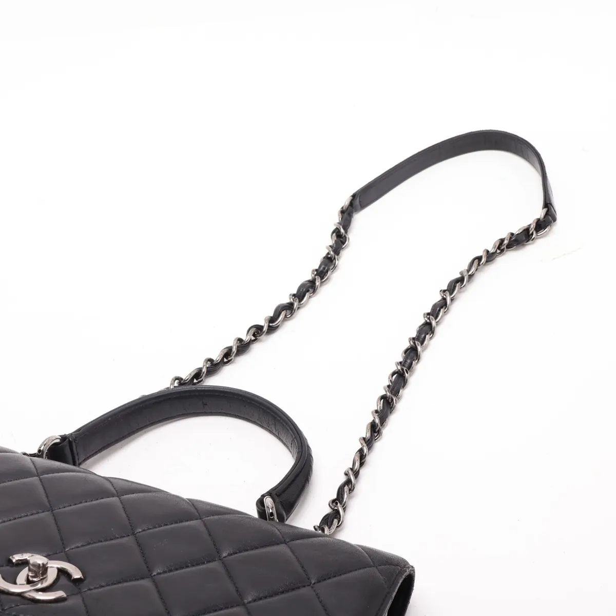 Trendy CC Lambskin 2-Way Handbag, Black with Gunmetal Hardware, 23304004, Serial Number 23 — view 7
