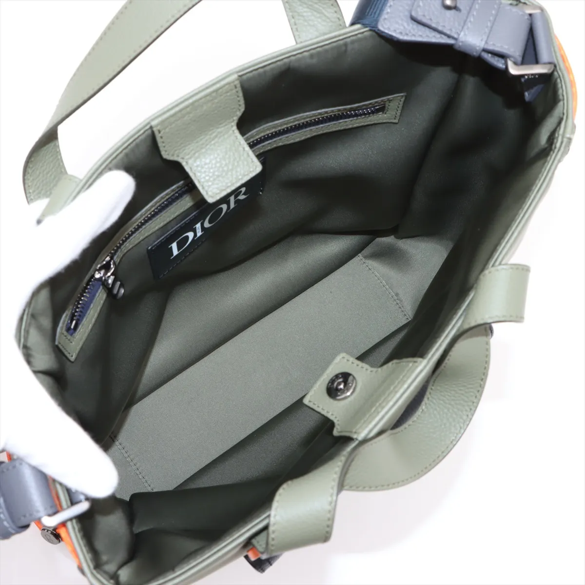 x Sakai Saddle Nylon x Leather 2WAY tote bag Green x Navy Anonymous guarantee — view 8