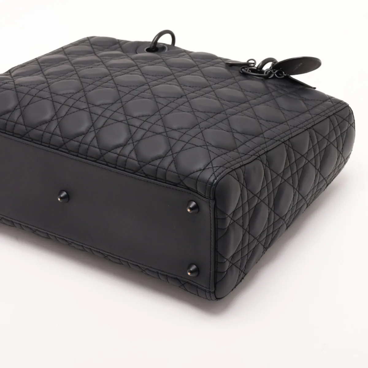 Leather 2-Way Handbag, Black — view 3