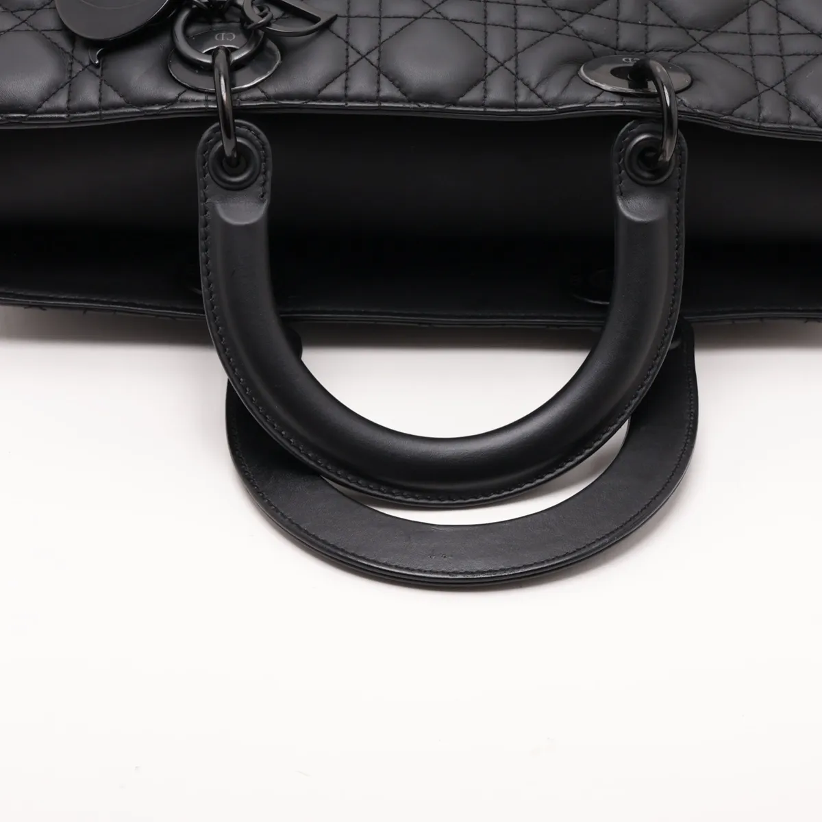 Leather 2-Way Handbag, Black — view 5