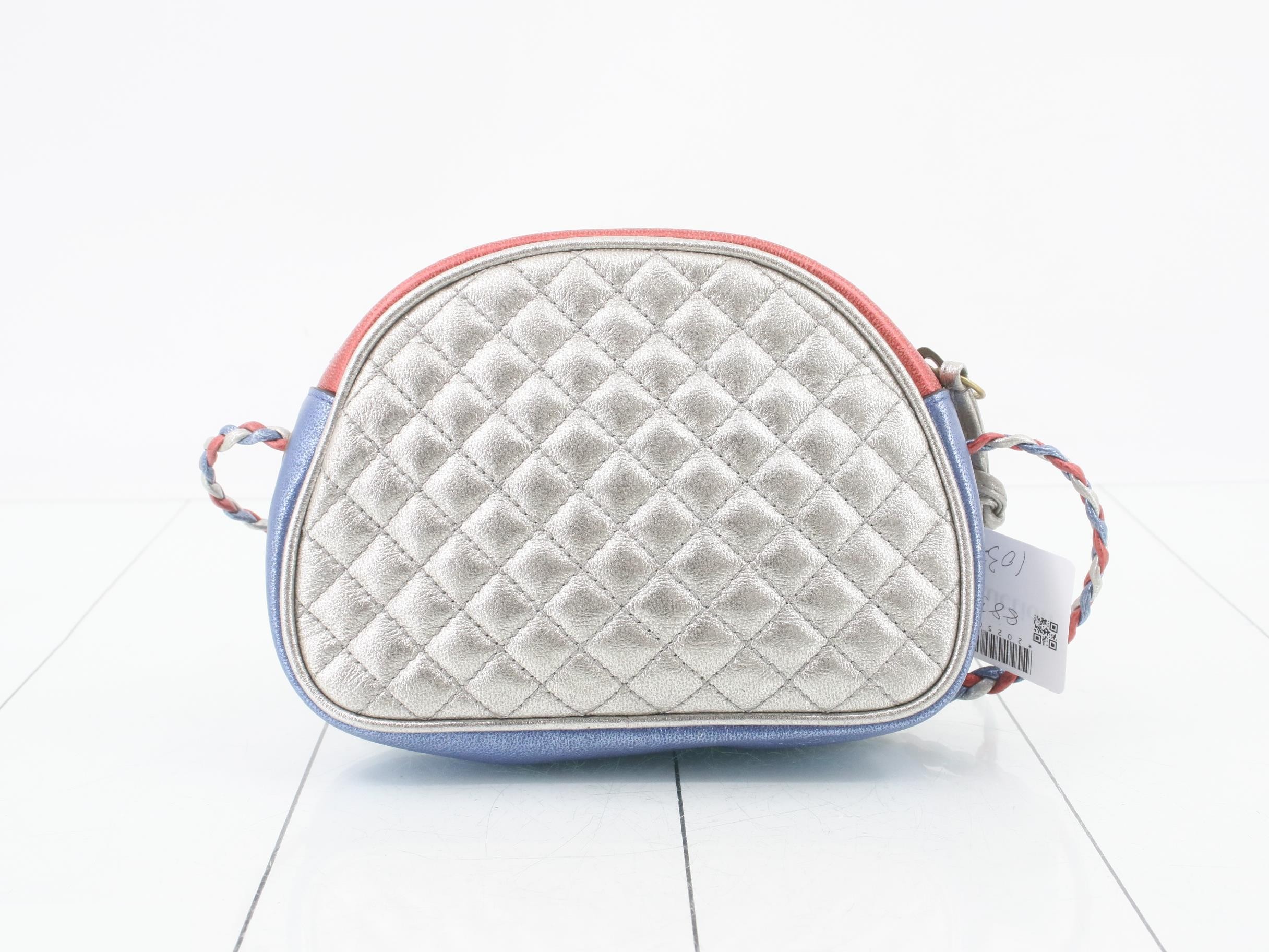 534139 Zumi Shoulder Bag, Leather, Red/Blue — view 2