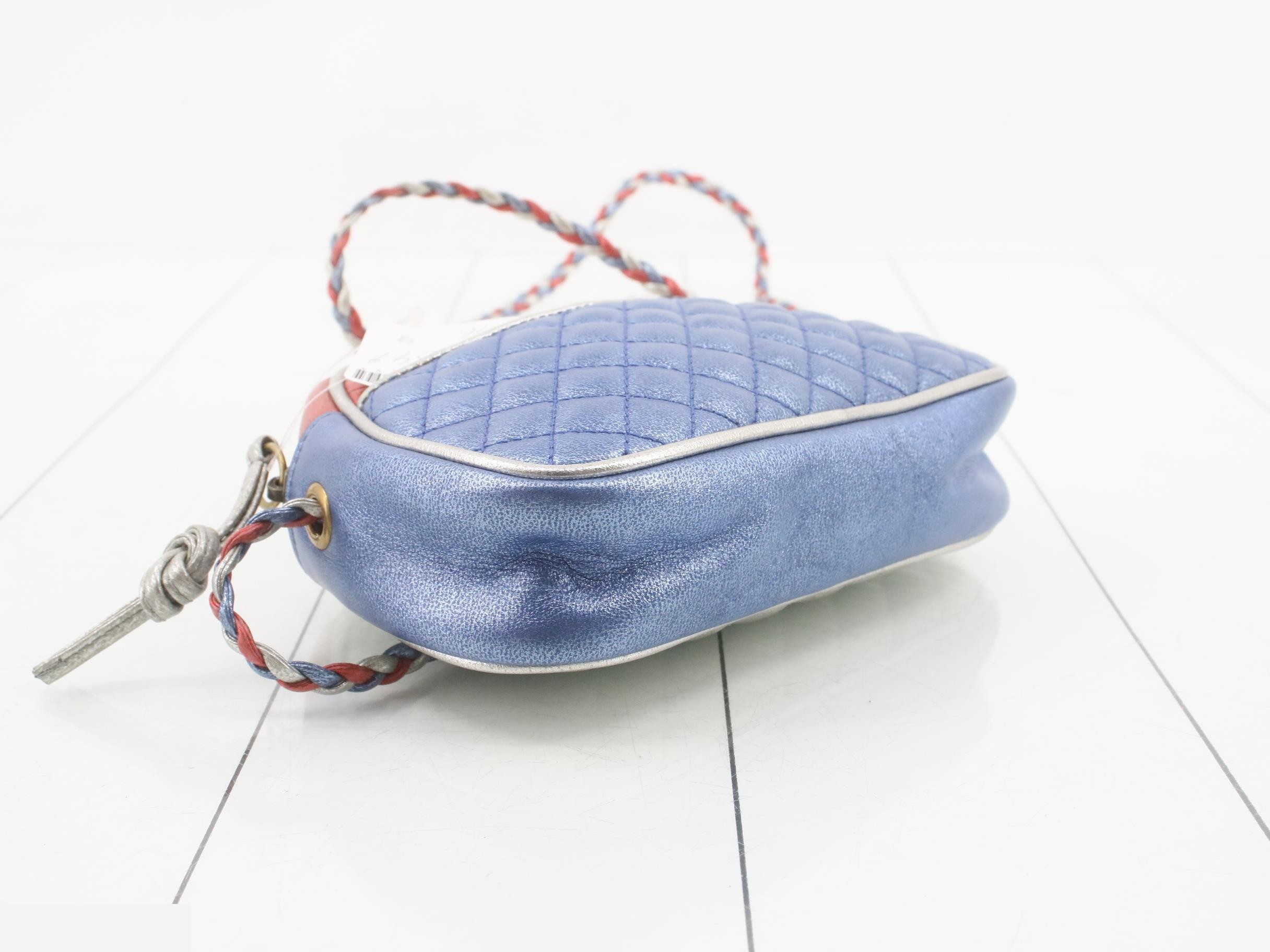 534139 Zumi Shoulder Bag, Leather, Red/Blue — view 5