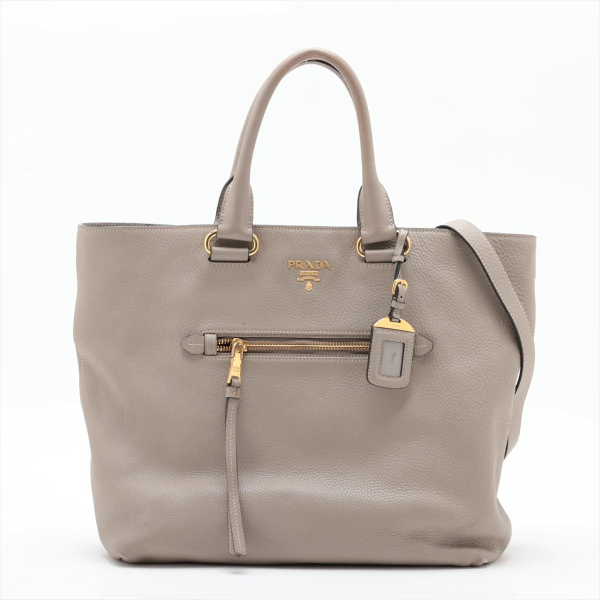 Vitello Daino BN2754 Leather 2-Way Tote Bag, Beige