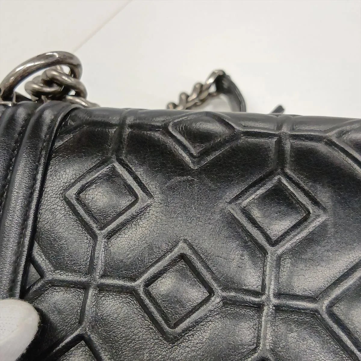 Boy Chanel 20 Small Lambskin Chain Shoulder Bag, Black with Gunmetal Hardware, 17095426, Serial Number 17, A67085 — view 11