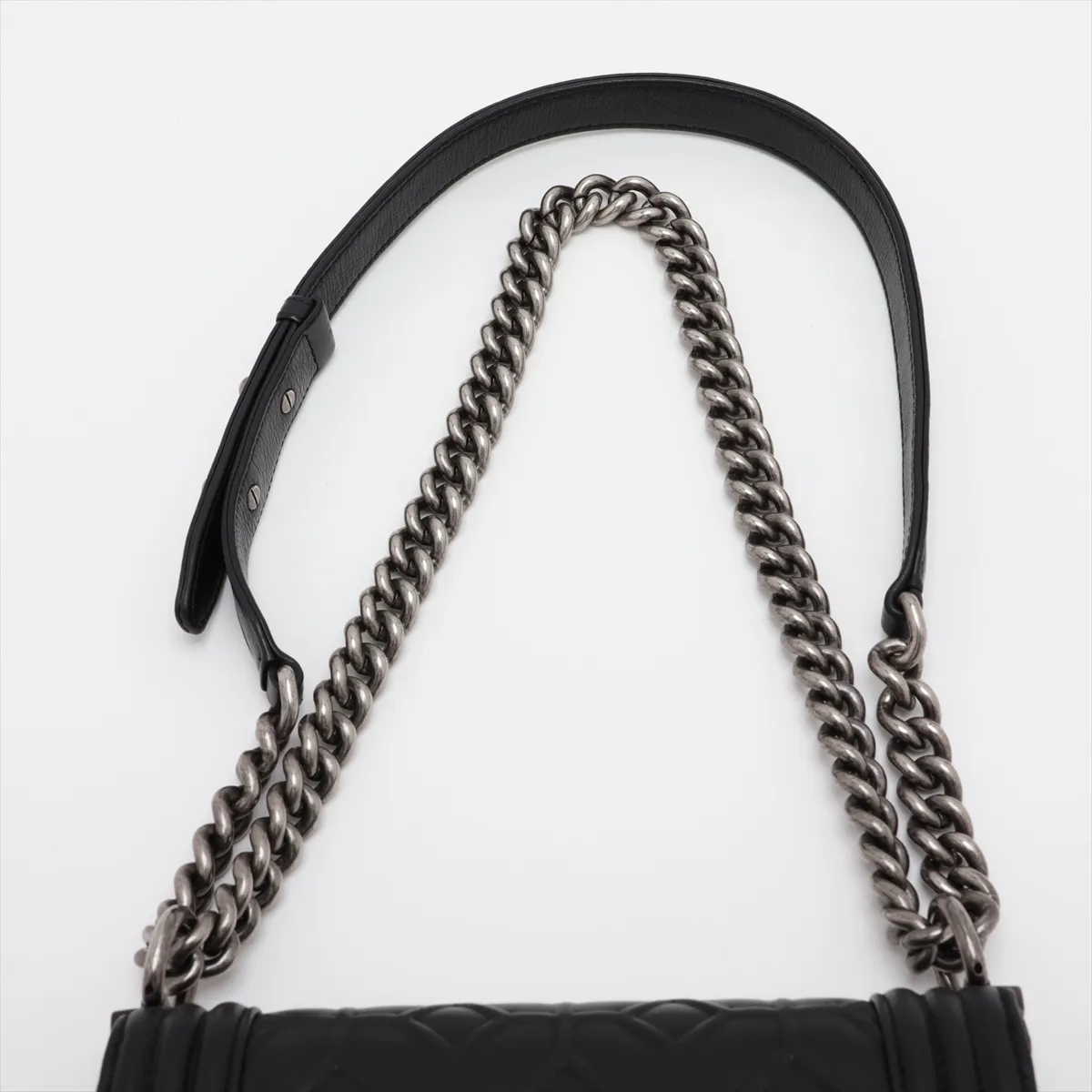 Boy Chanel 20 Small Lambskin Chain Shoulder Bag, Black with Gunmetal Hardware, 17095426, Serial Number 17, A67085 — view 6