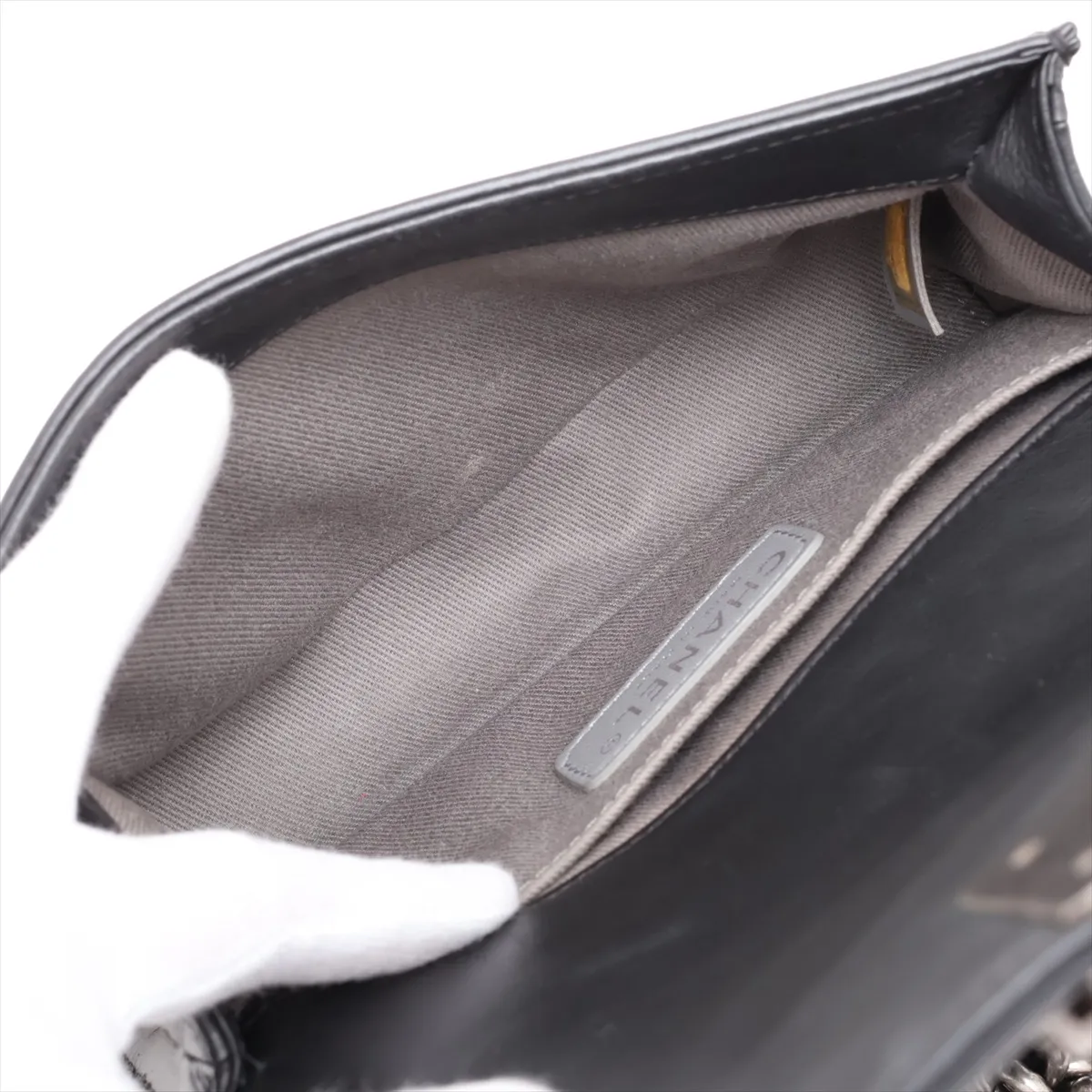 Boy Chanel 20 Small Lambskin Chain Shoulder Bag, Black with Gunmetal Hardware, 17095426, Serial Number 17, A67085 — view 7
