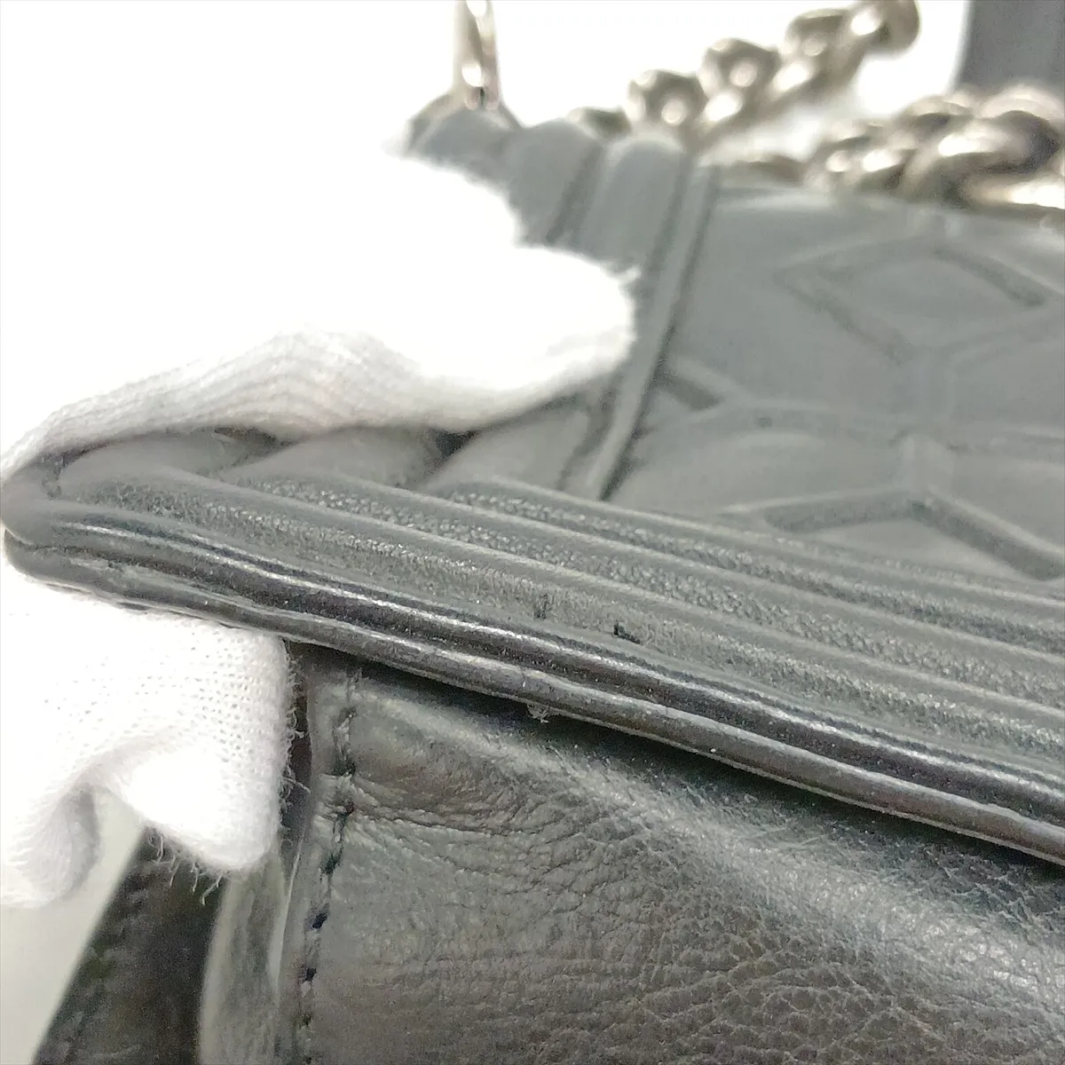 Boy Chanel 20 Small Lambskin Chain Shoulder Bag, Black with Gunmetal Hardware, 17095426, Serial Number 17, A67085 — view 10