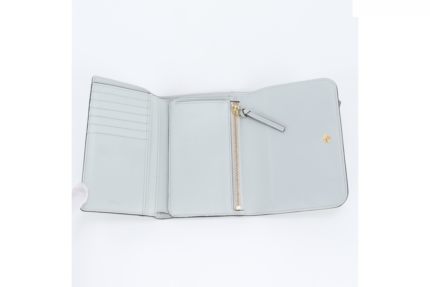 Hologram sticker included Alphabet leather trifold wallet — view 6
