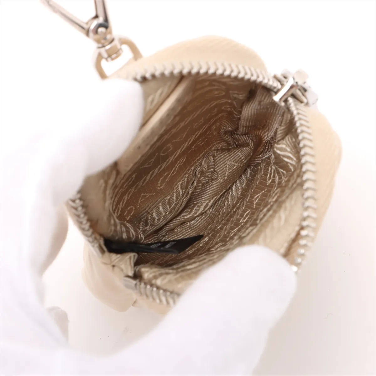 Tessuto Nylon 2-Way Shoulder Bag, Beige — view 8