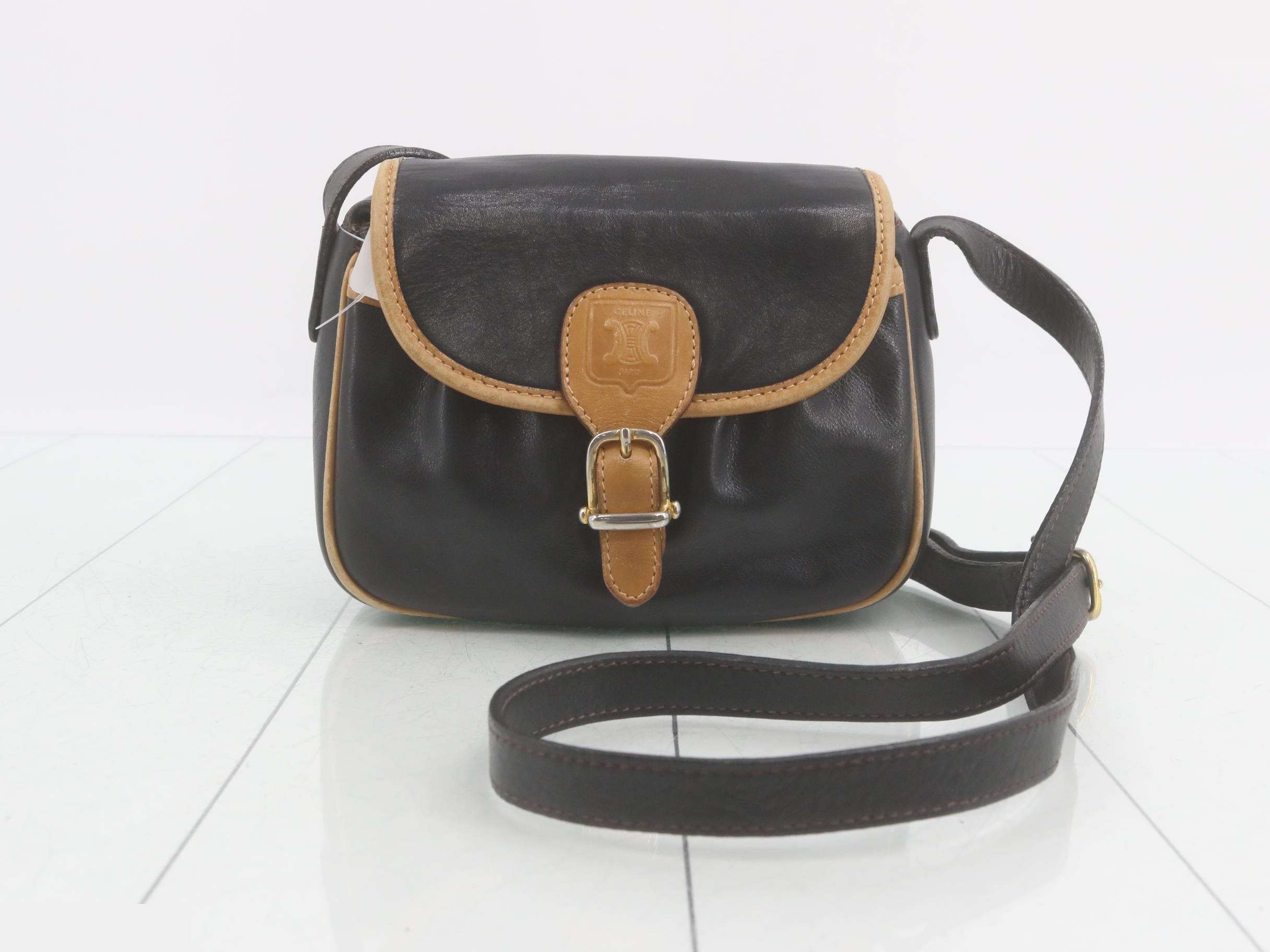 Leather flap shoulder bag