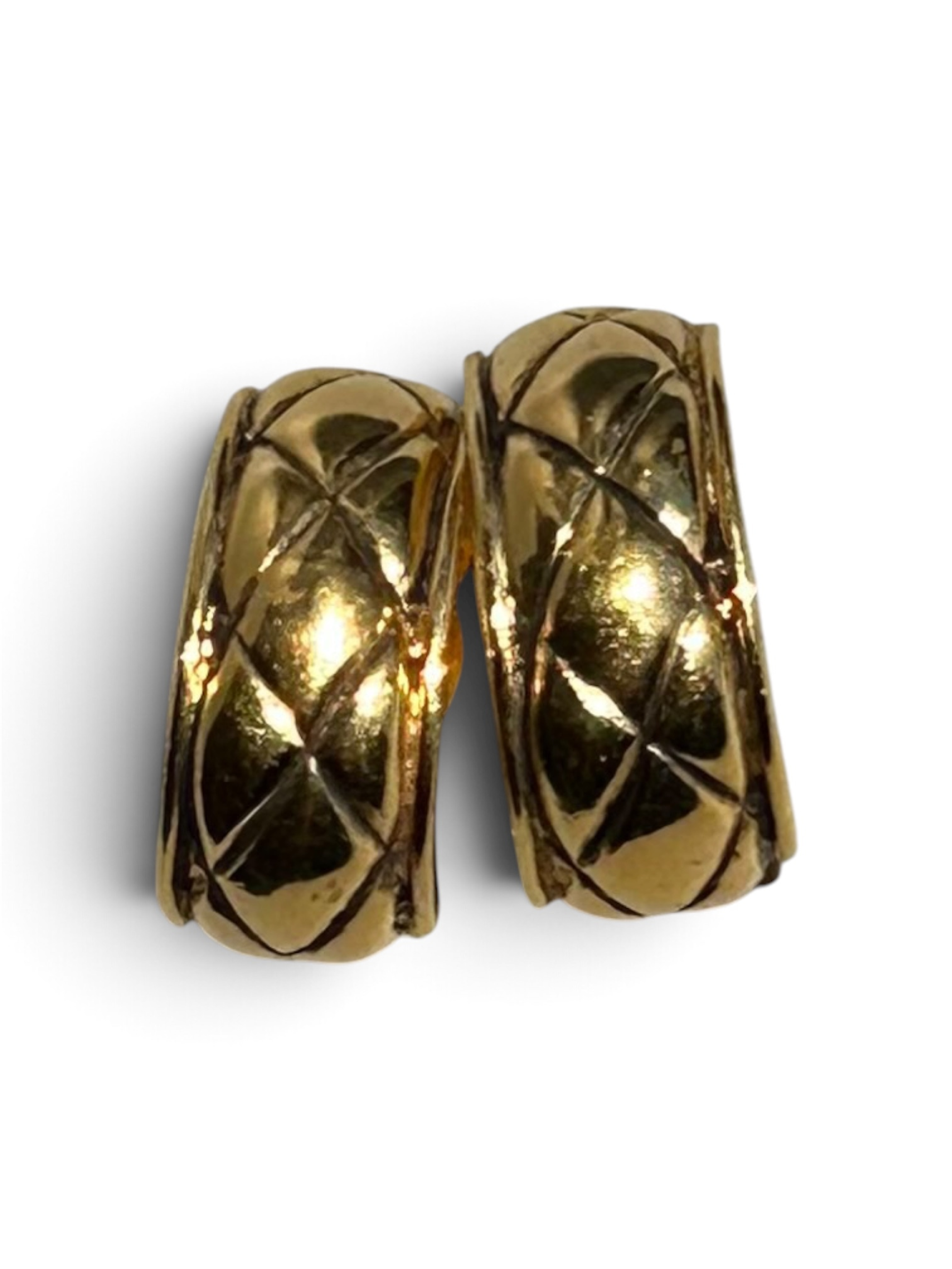 quilted motif matelassé design earrings — view 2