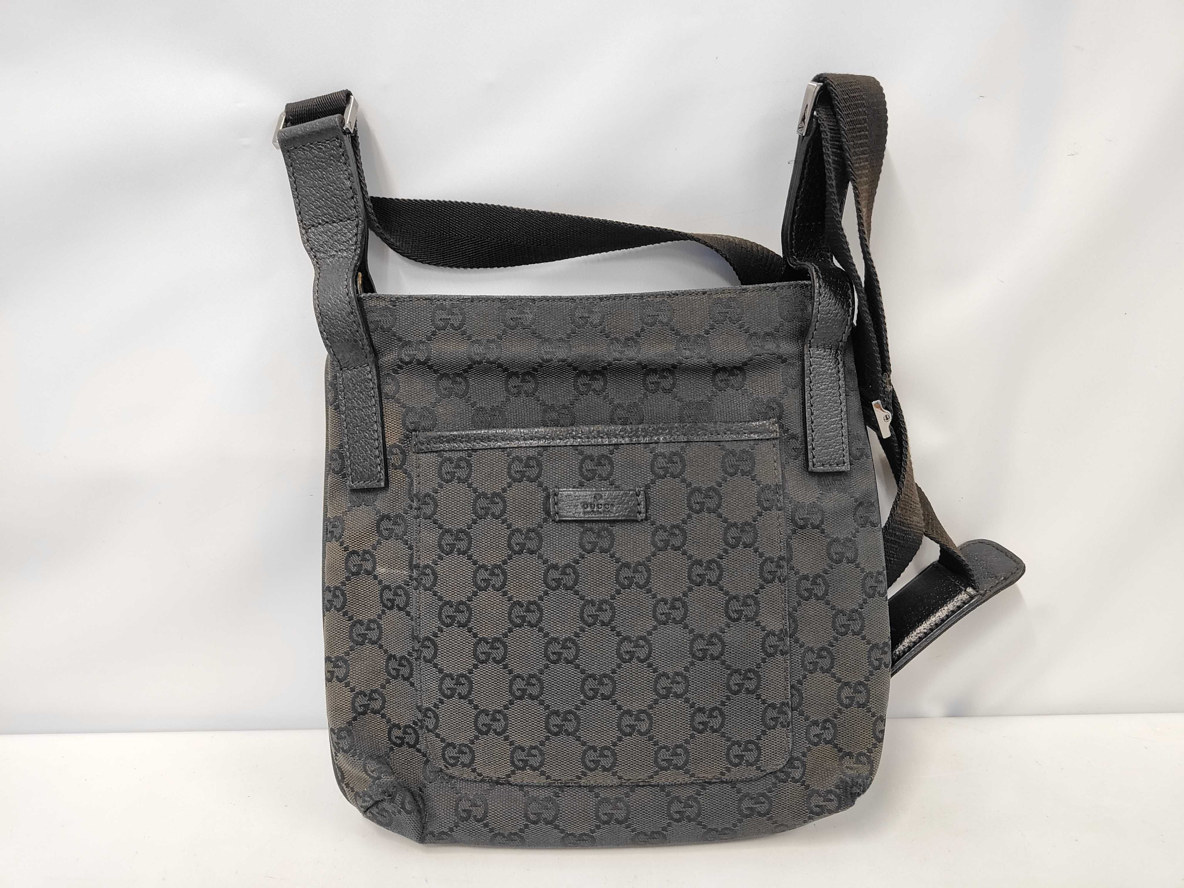 GG Canvas x Leather Shoulder Bag, Black