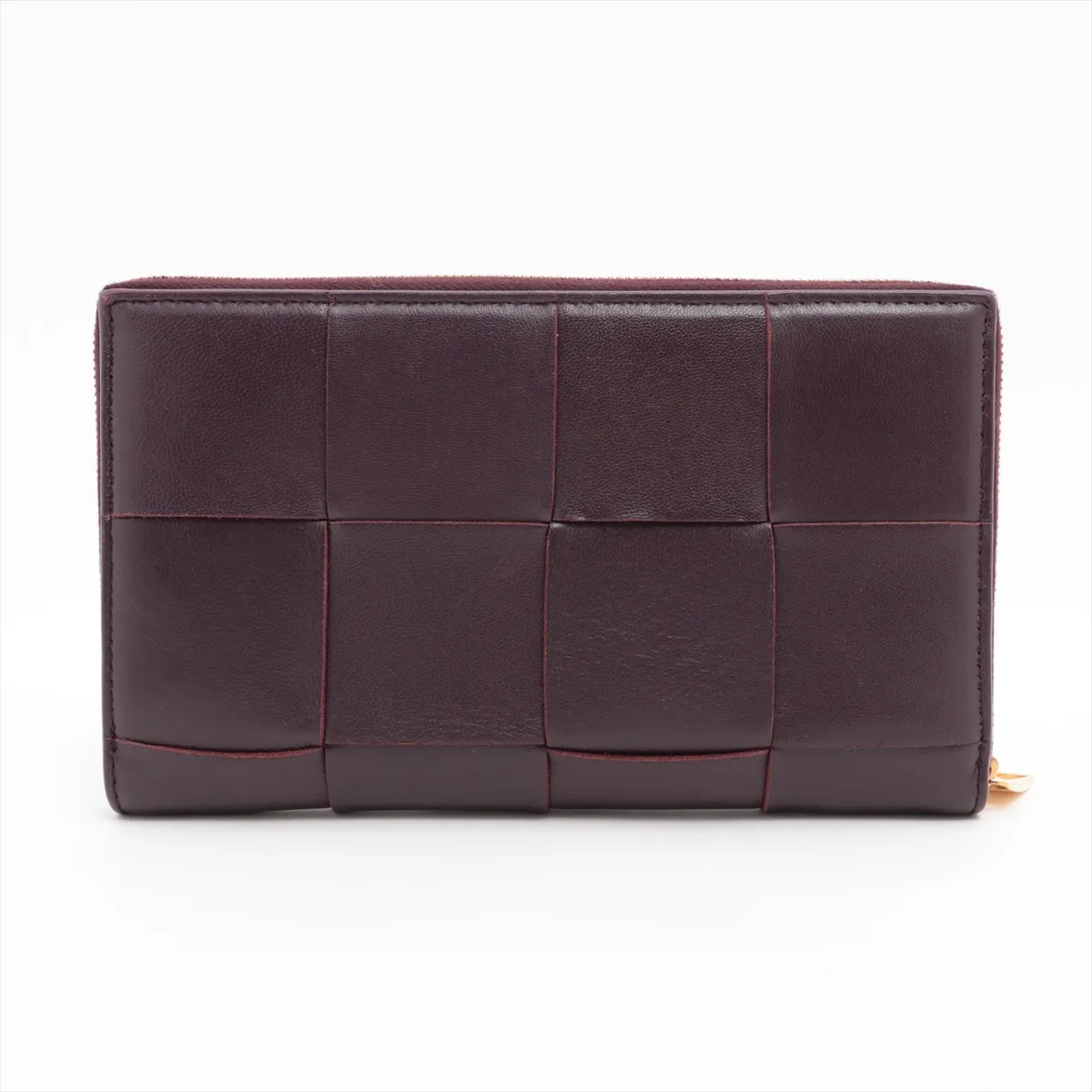 Maxi Intrecciato Cassette Leather Round Zip Wallet, Bordeaux — view 2