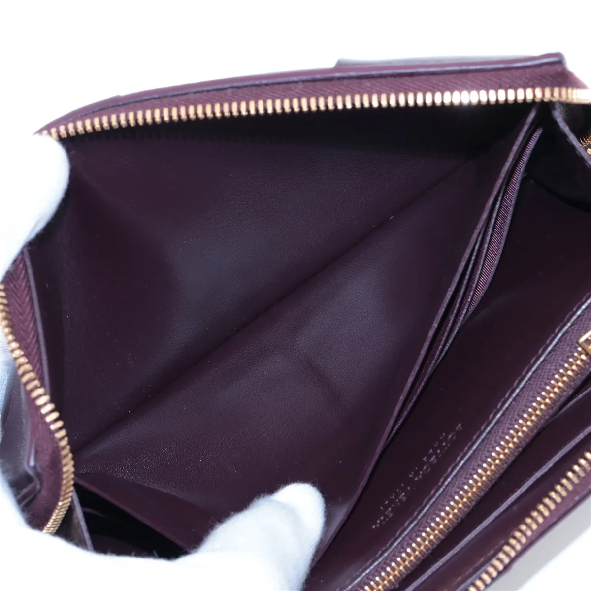 Maxi Intrecciato Cassette Leather Round Zip Wallet, Bordeaux — view 4