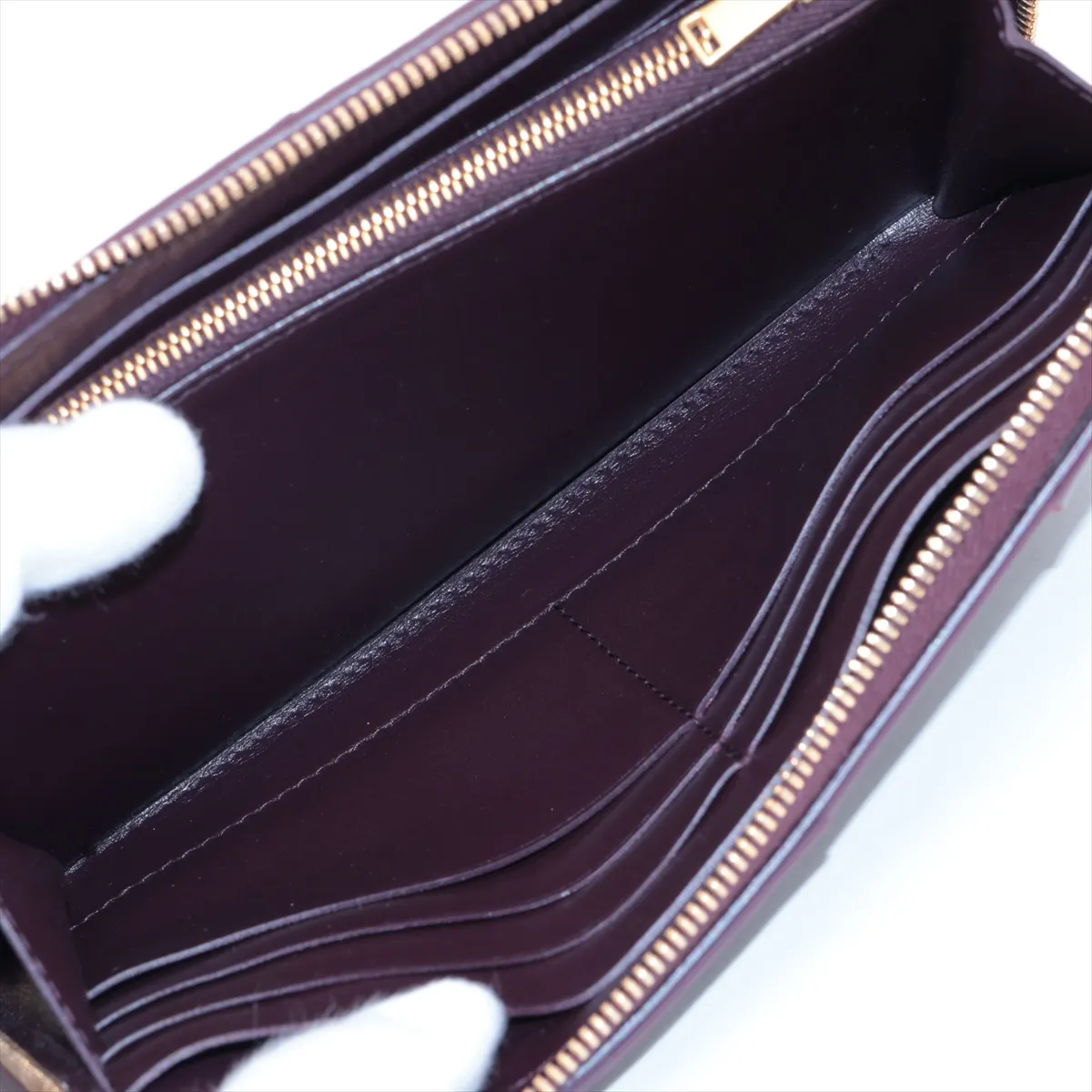 Maxi Intrecciato Cassette Leather Round Zip Wallet, Bordeaux — view 6