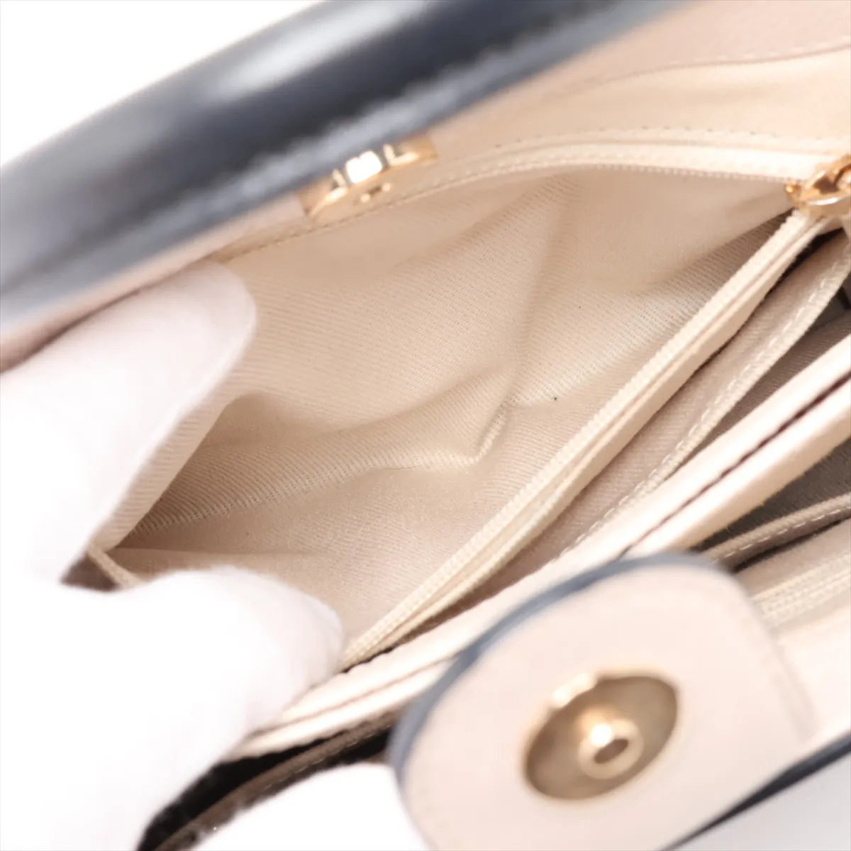 Neo Executive Leather 2-Way Handbag, Black x Beige, Gold Hardware, 24073539, Serial Number 24 — view 13