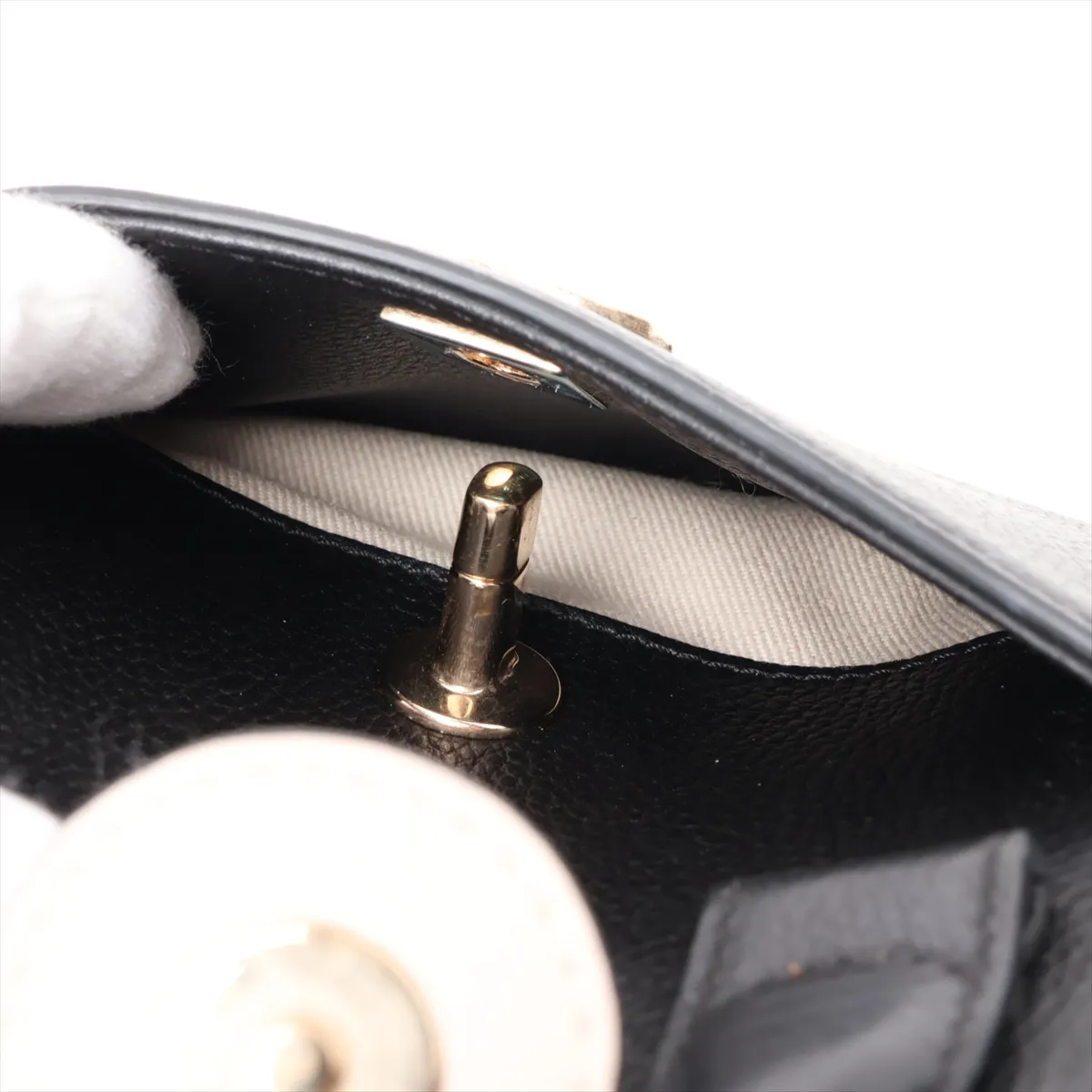 Neo Executive Leather 2-Way Handbag, Black x Beige, Gold Hardware, 24073539, Serial Number 24 — view 15