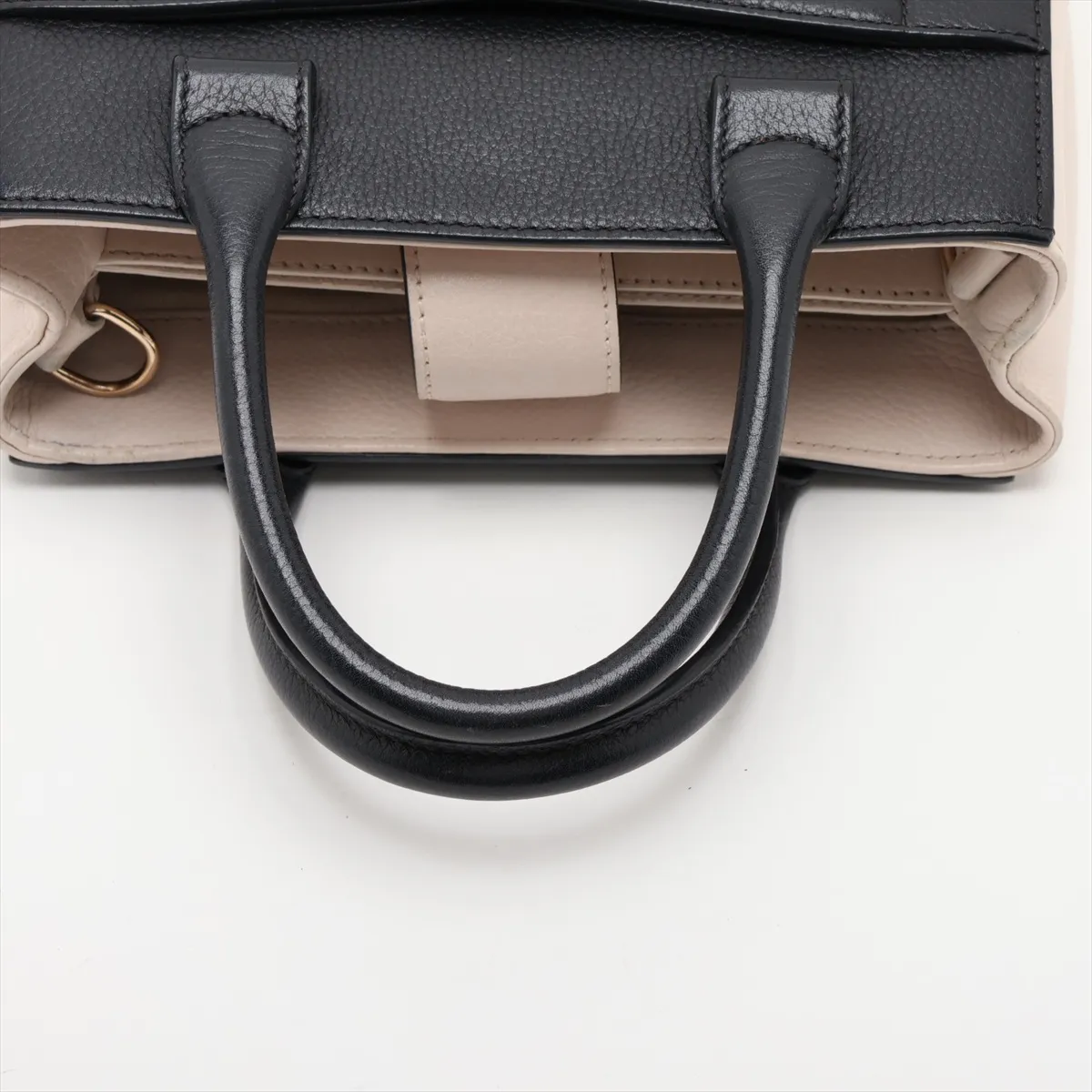 Neo Executive Leather 2-Way Handbag, Black x Beige, Gold Hardware, 24073539, Serial Number 24 — view 5