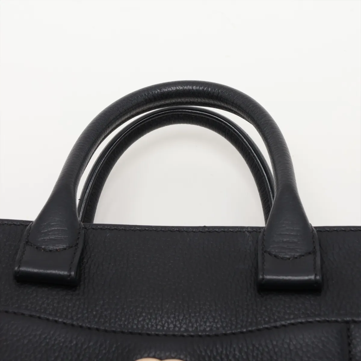Neo Executive Leather 2-Way Handbag, Black x Beige, Gold Hardware, 24073539, Serial Number 24 — view 6