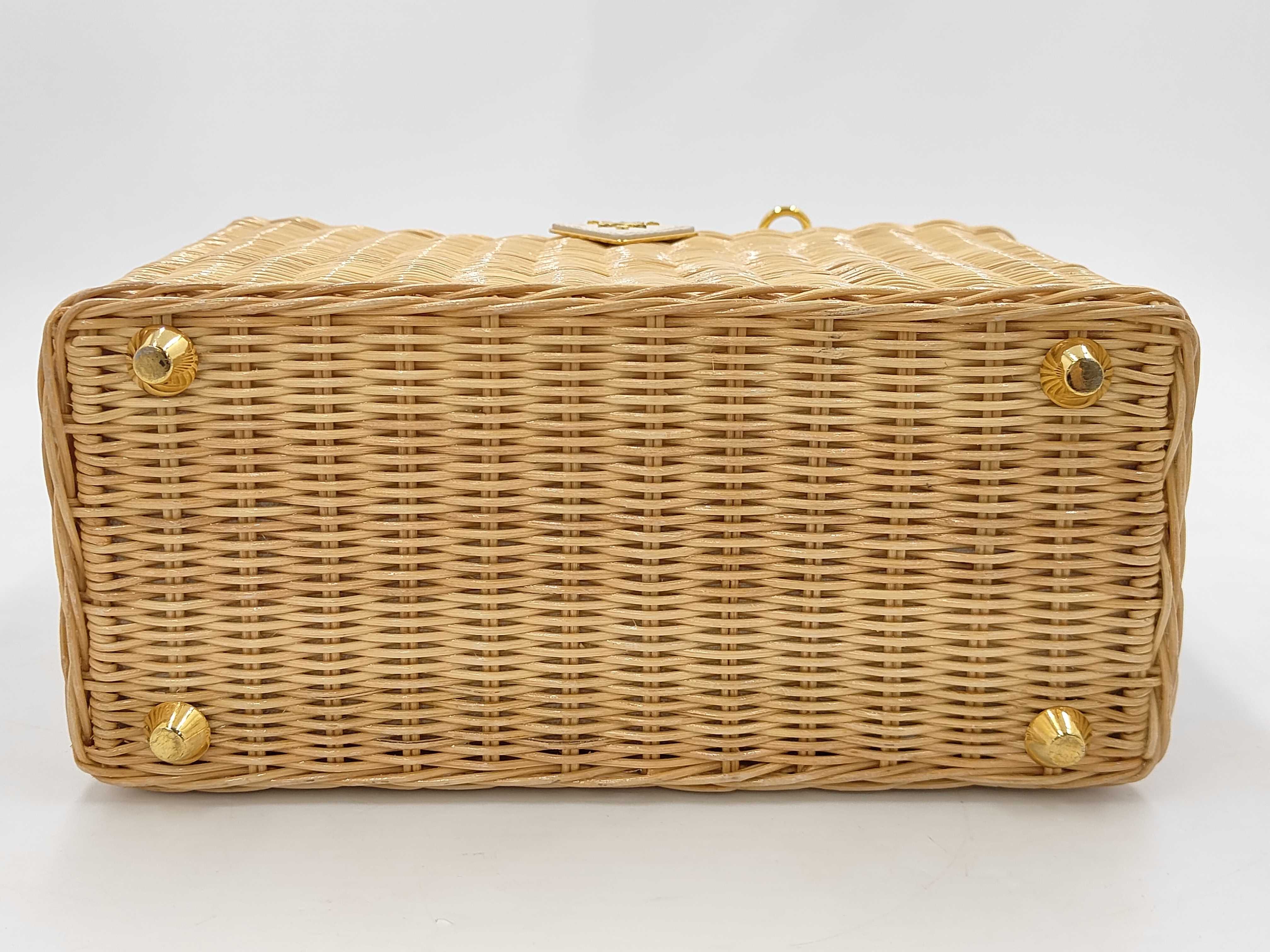 Canapa Wicker Natural x White 1BG835 Handbag — view 3