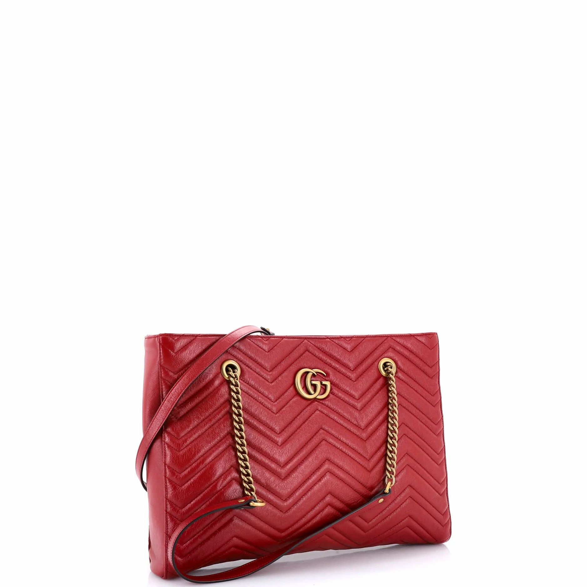 Medium GG Marmont Slim Tote, Matelasse Chevron — view 2