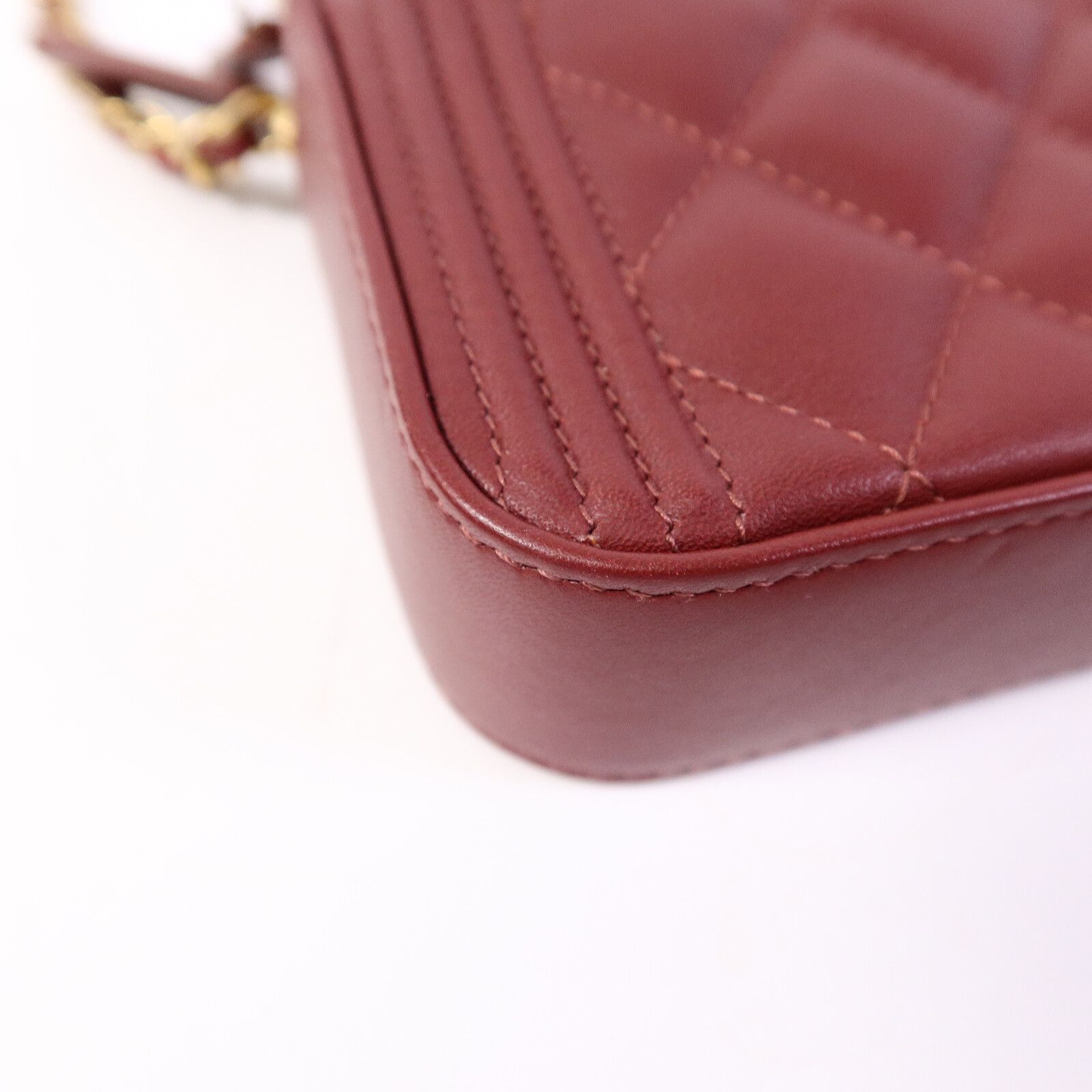 Lambskin Quilted Small Boy Clutch w/Chain Strap — view 13