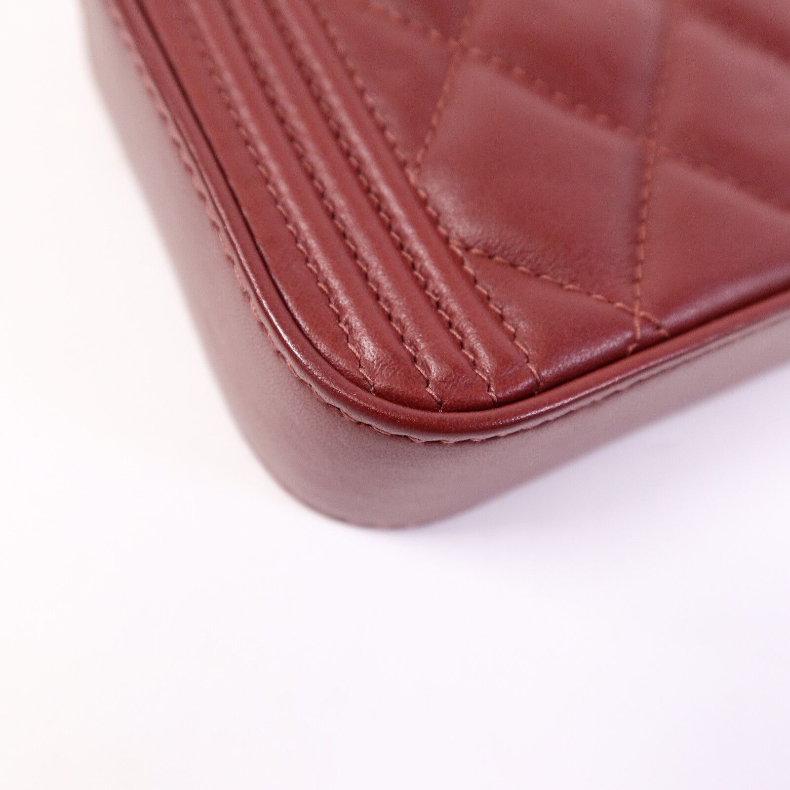 Lambskin Quilted Small Boy Clutch w/Chain Strap — view 15