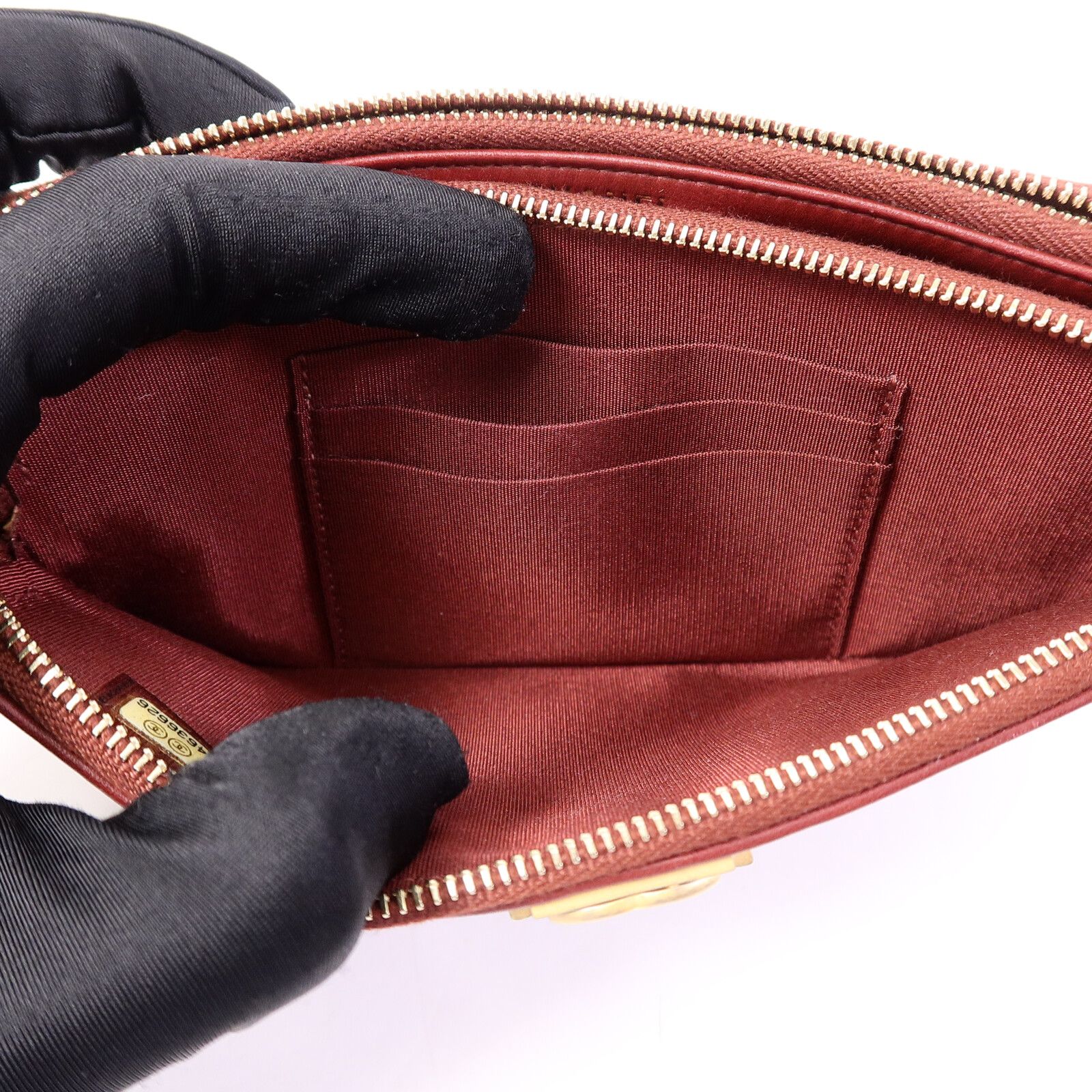Lambskin Quilted Small Boy Clutch w/Chain Strap — view 5