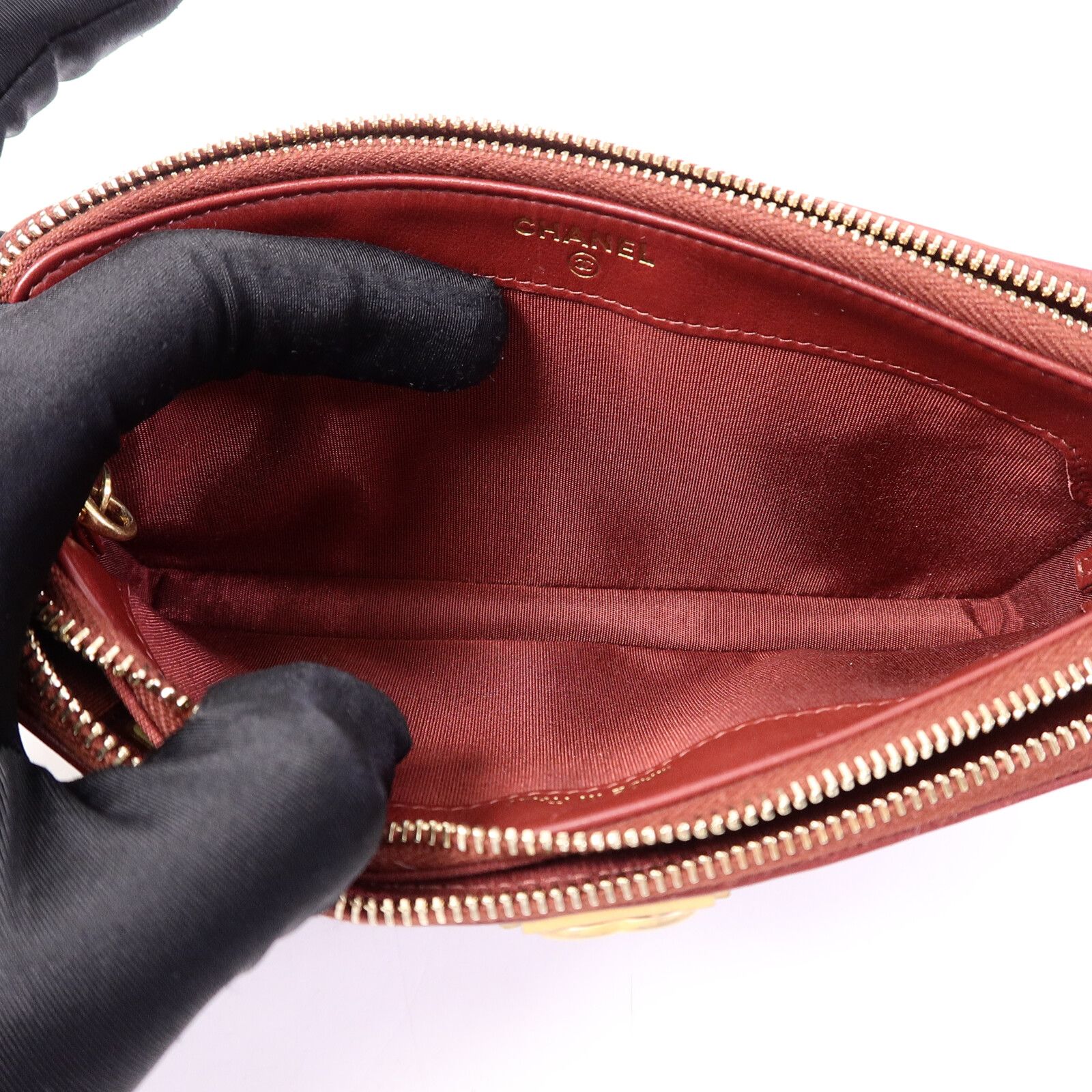 Lambskin Quilted Small Boy Clutch w/Chain Strap — view 7