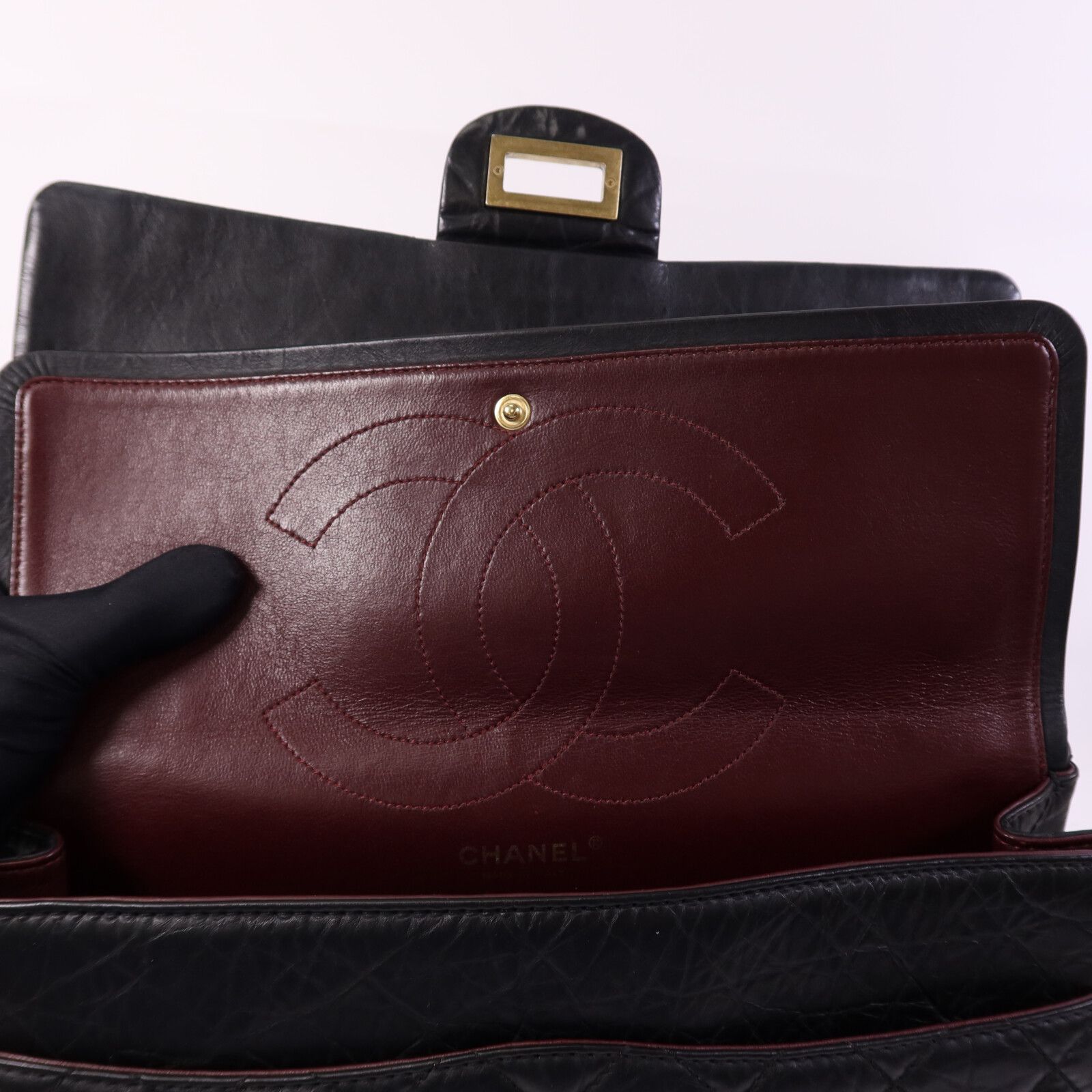 Black Quilted Aged Calfskin 2.55 Reissue Double Flap Bag w/GHW — view 12