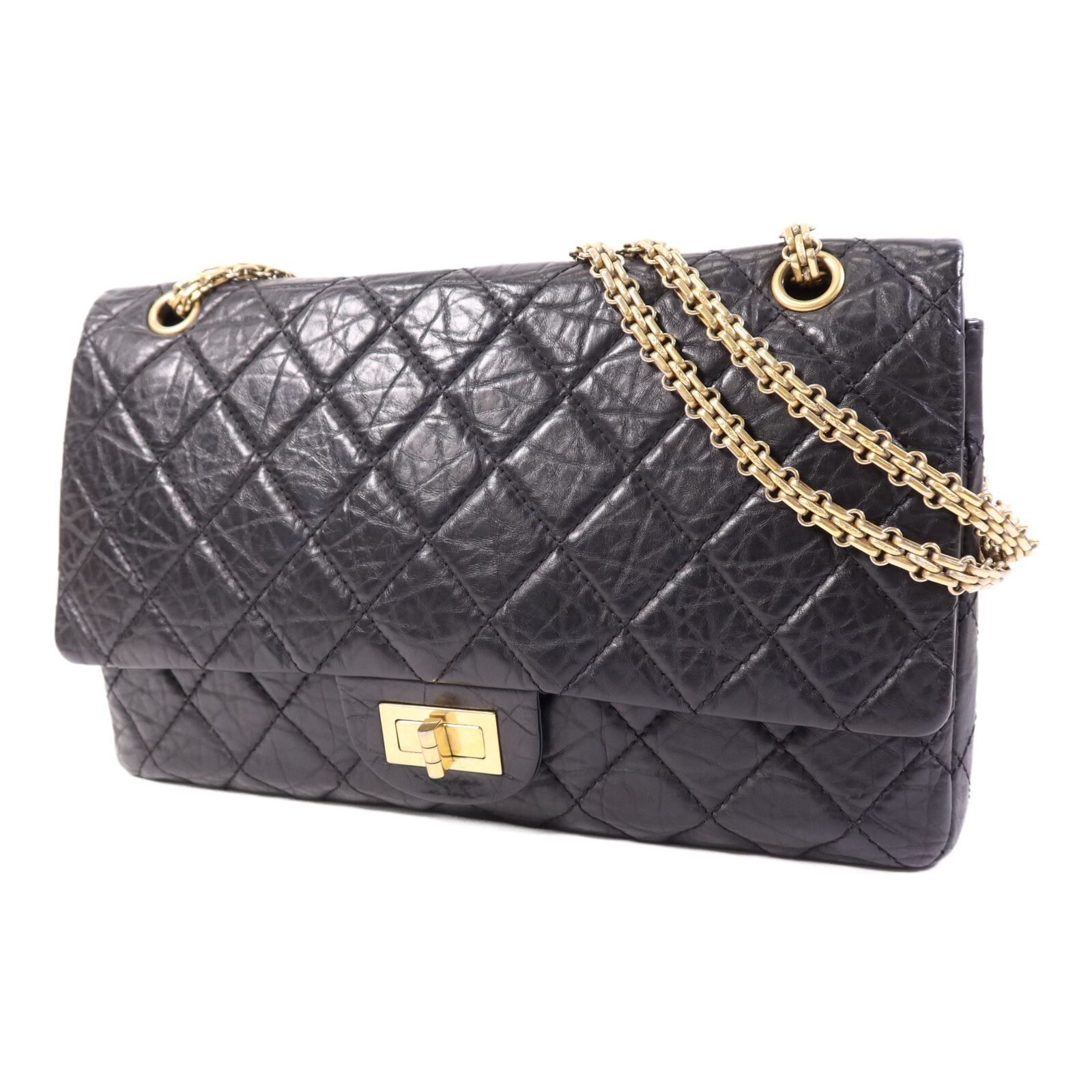 Black Quilted Aged Calfskin 2.55 Reissue Double Flap Bag w/GHW — view 3