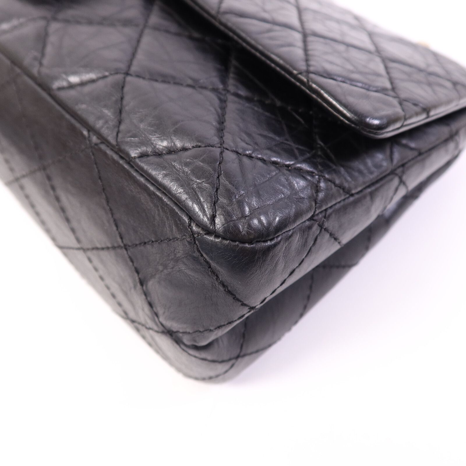 Black Quilted Aged Calfskin 2.55 Reissue Double Flap Bag w/GHW — view 5
