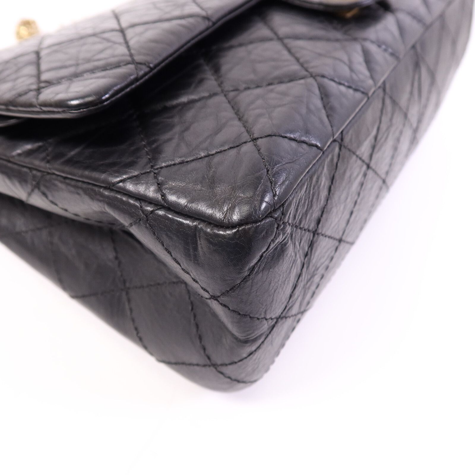 Black Quilted Aged Calfskin 2.55 Reissue Double Flap Bag w/GHW — view 6