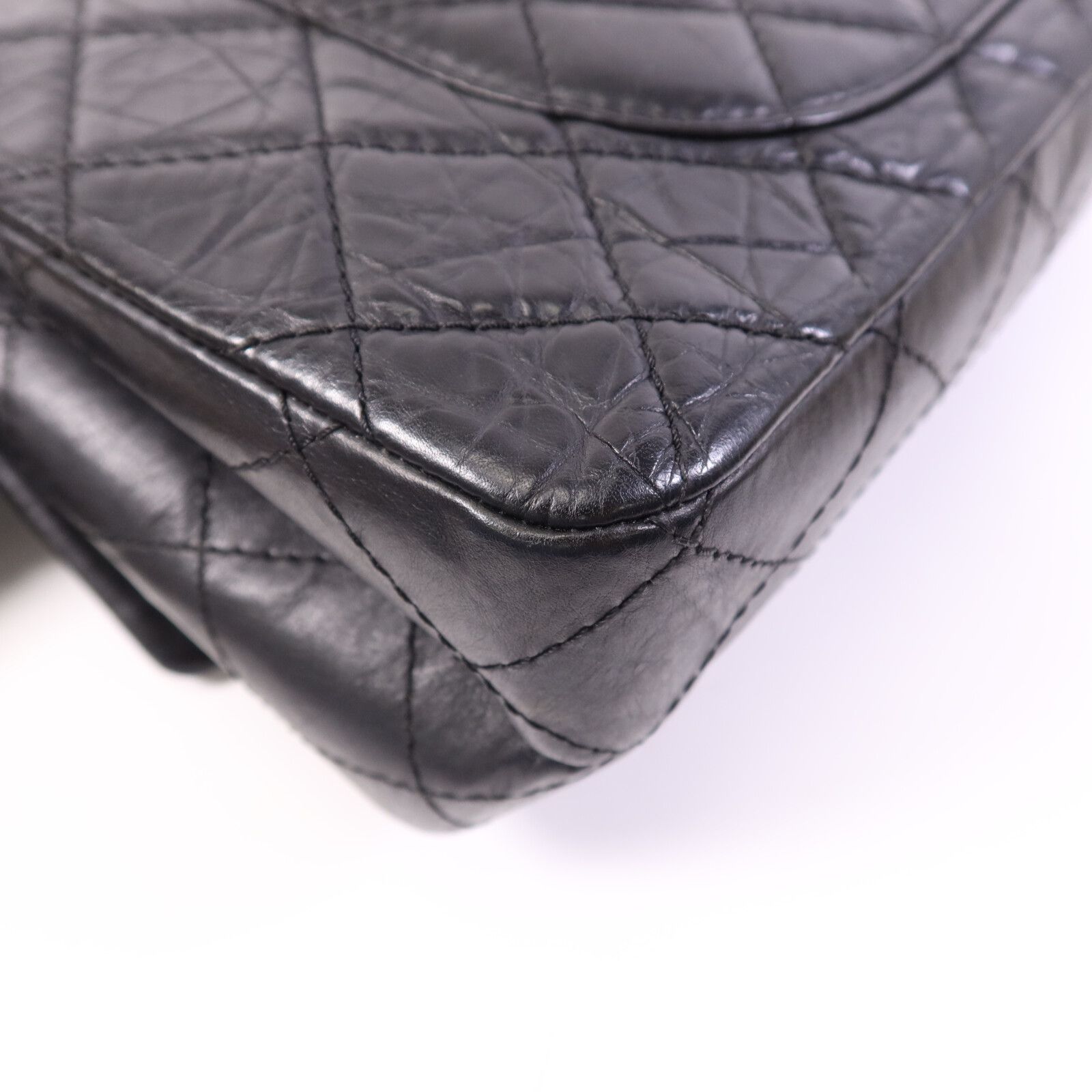 Black Quilted Aged Calfskin 2.55 Reissue Double Flap Bag w/GHW — view 8