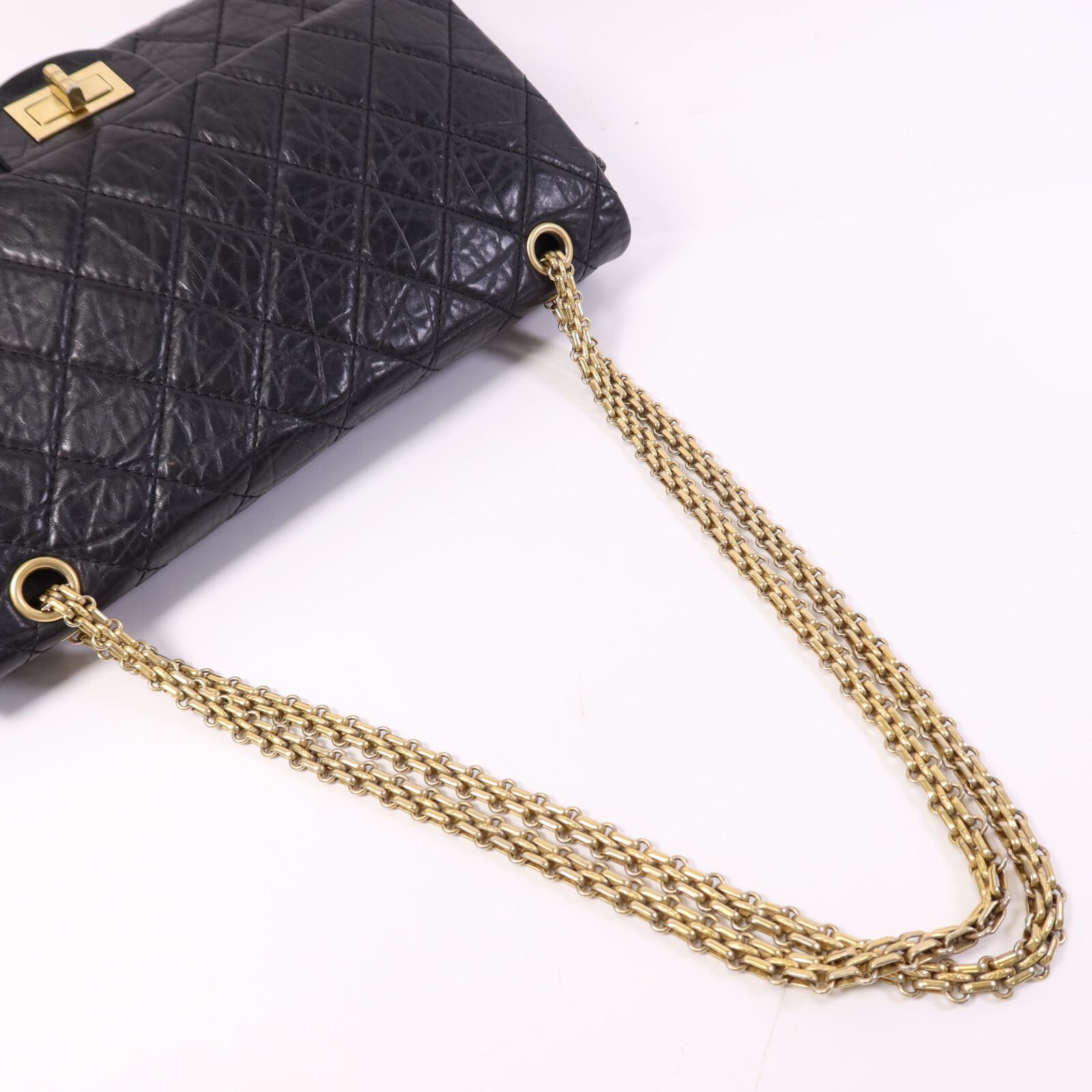 Black Quilted Aged Calfskin 2.55 Reissue Double Flap Bag w/GHW — view 9