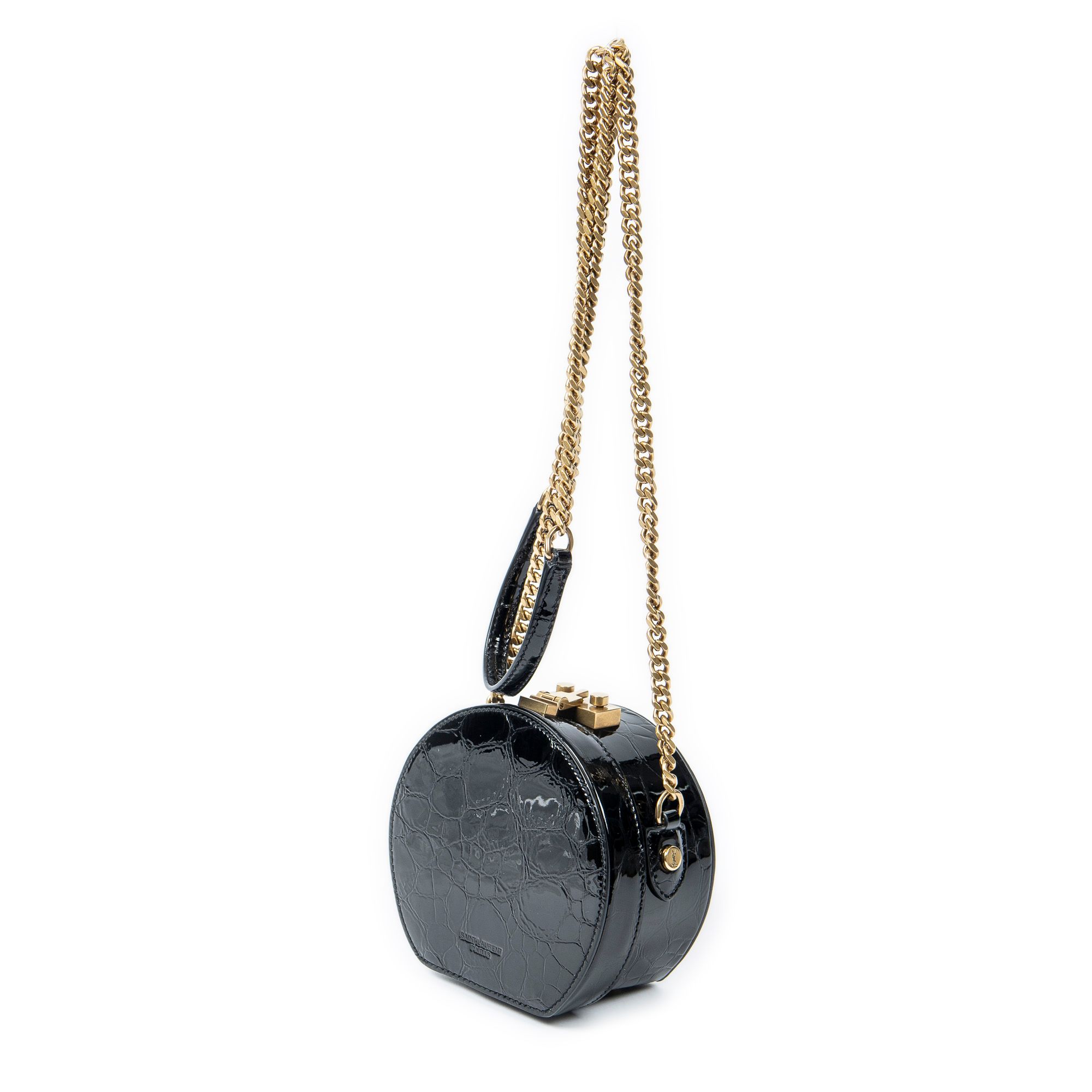 Yves Saint Laurent Mini Mica Hatbox Chain Crossbody  Croc Embossed Leather — view 4